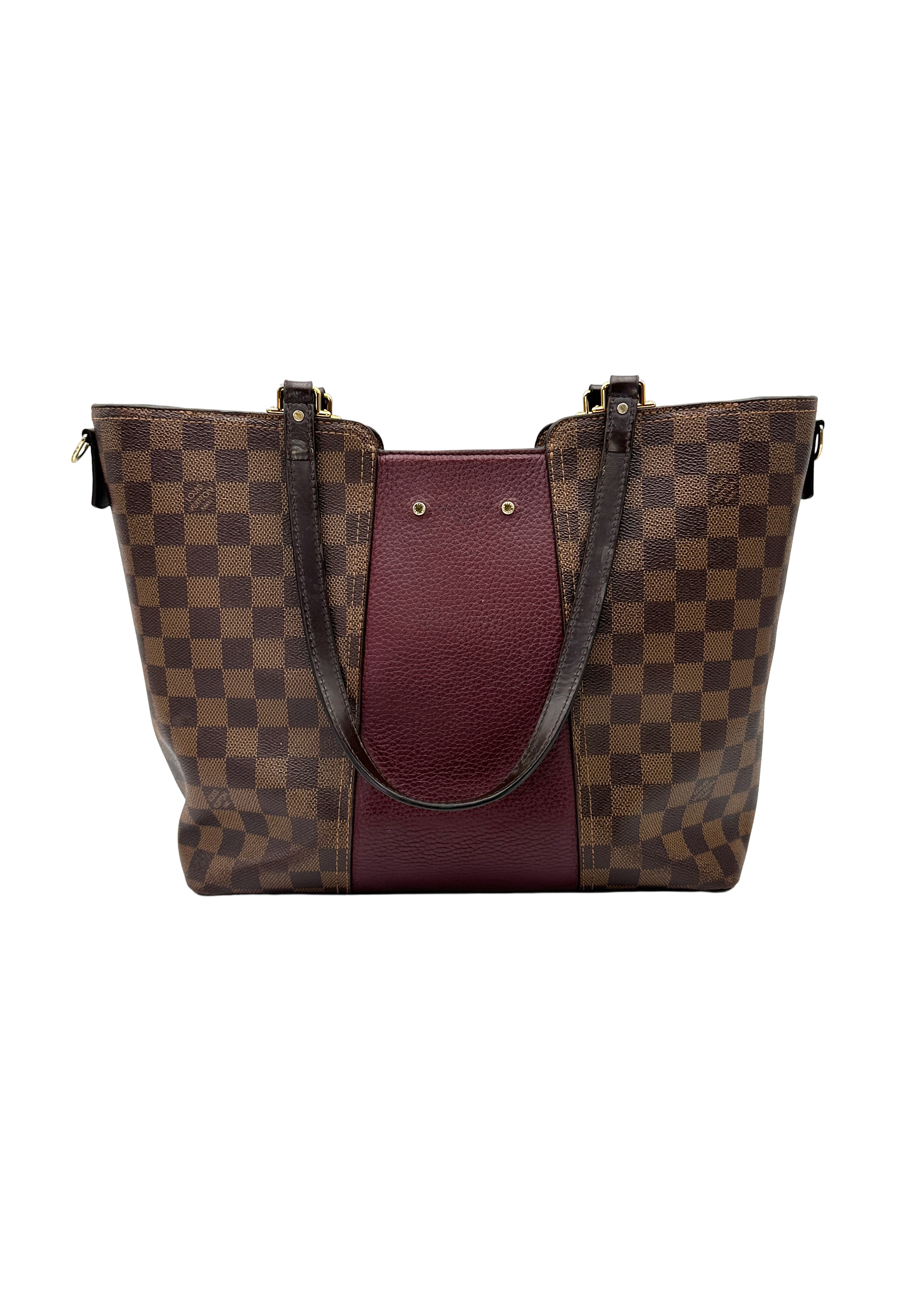 Louis Vuitton Jersey Damier Ebene & Red Leather Handle Bag LV3403