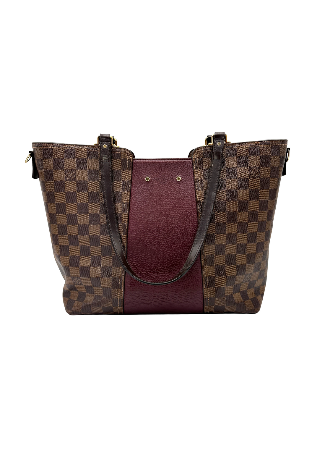 Louis Vuitton Jersey Damier Ebene & Red Leather Handle Bag LV3403