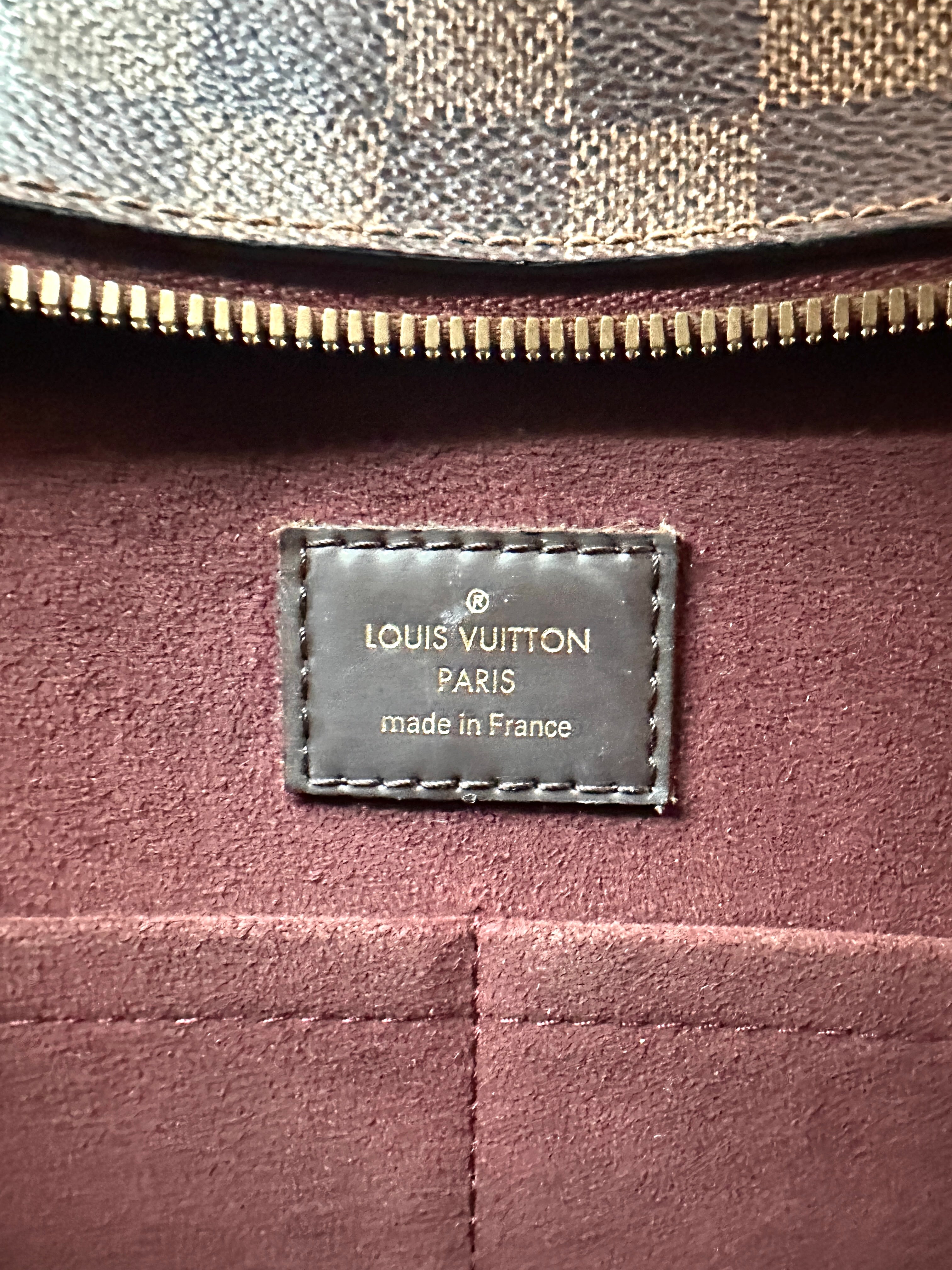 Louis Vuitton Jersey Damier Ebene & Red Leather Handle Bag LV3403