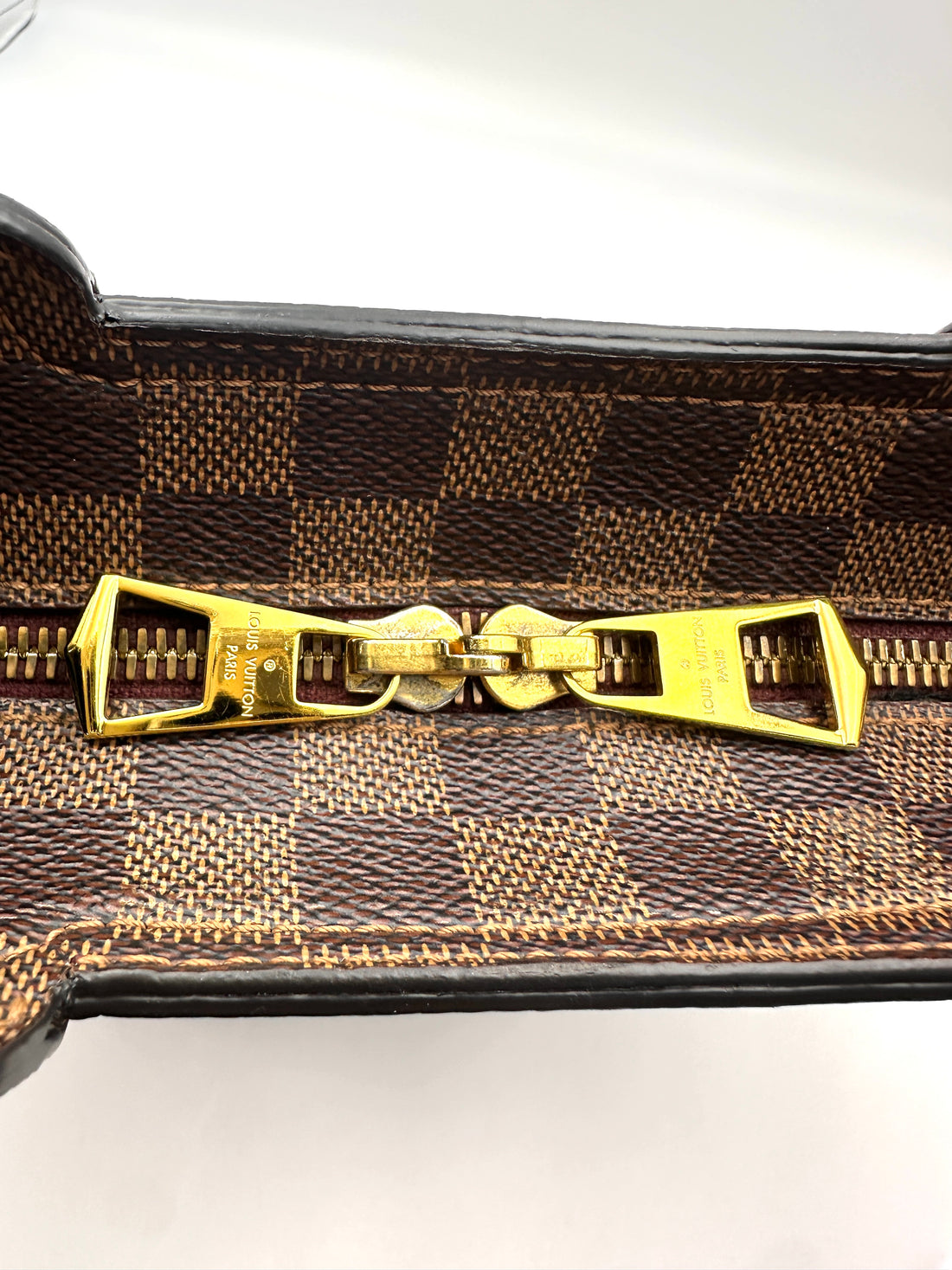 Louis Vuitton Jersey Damier Ebene & Red Leather Handle Bag LV3403