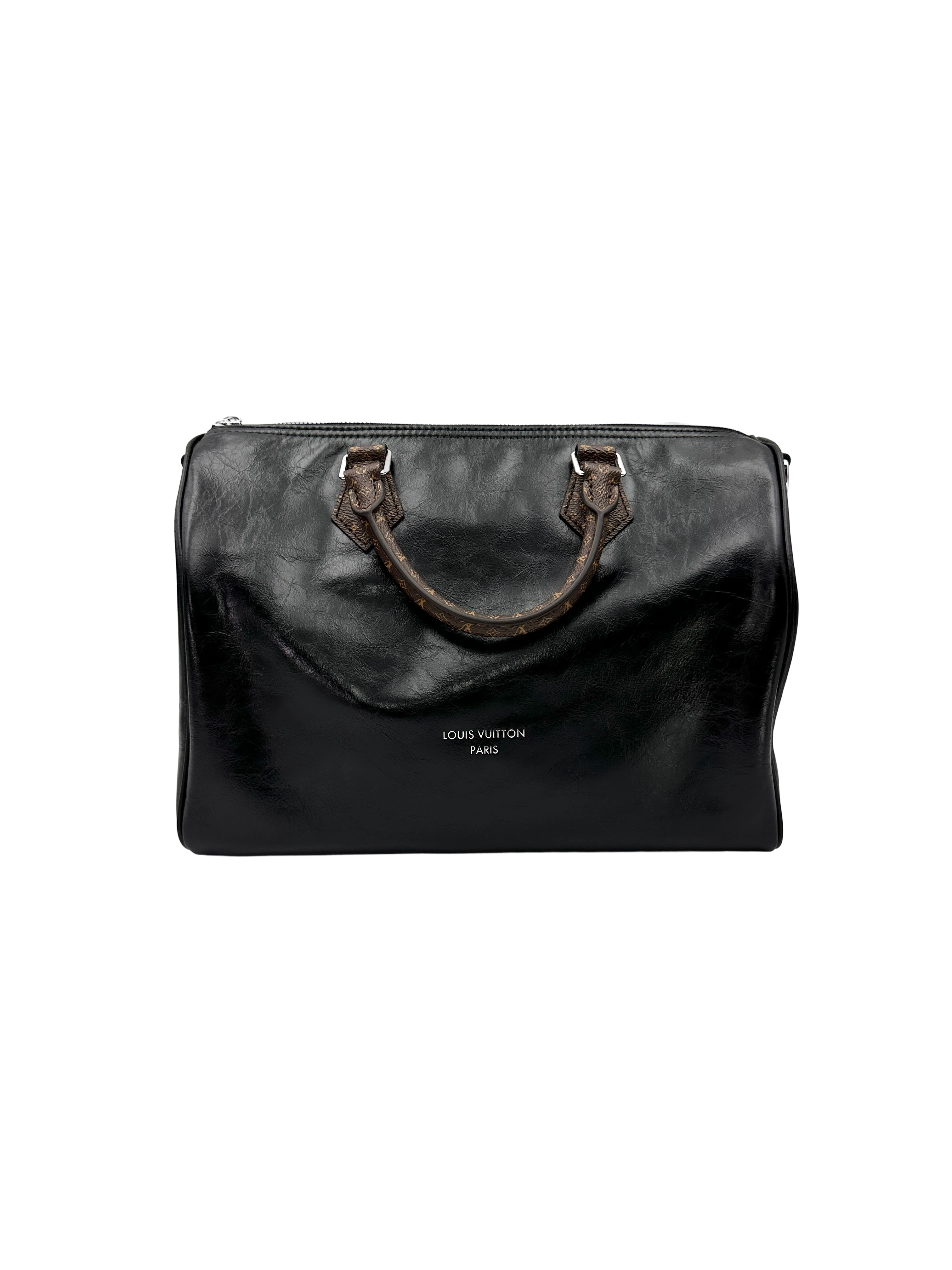 Louis Vuitton Speedy30 Black Lambskin Leather Handle Bag LVU