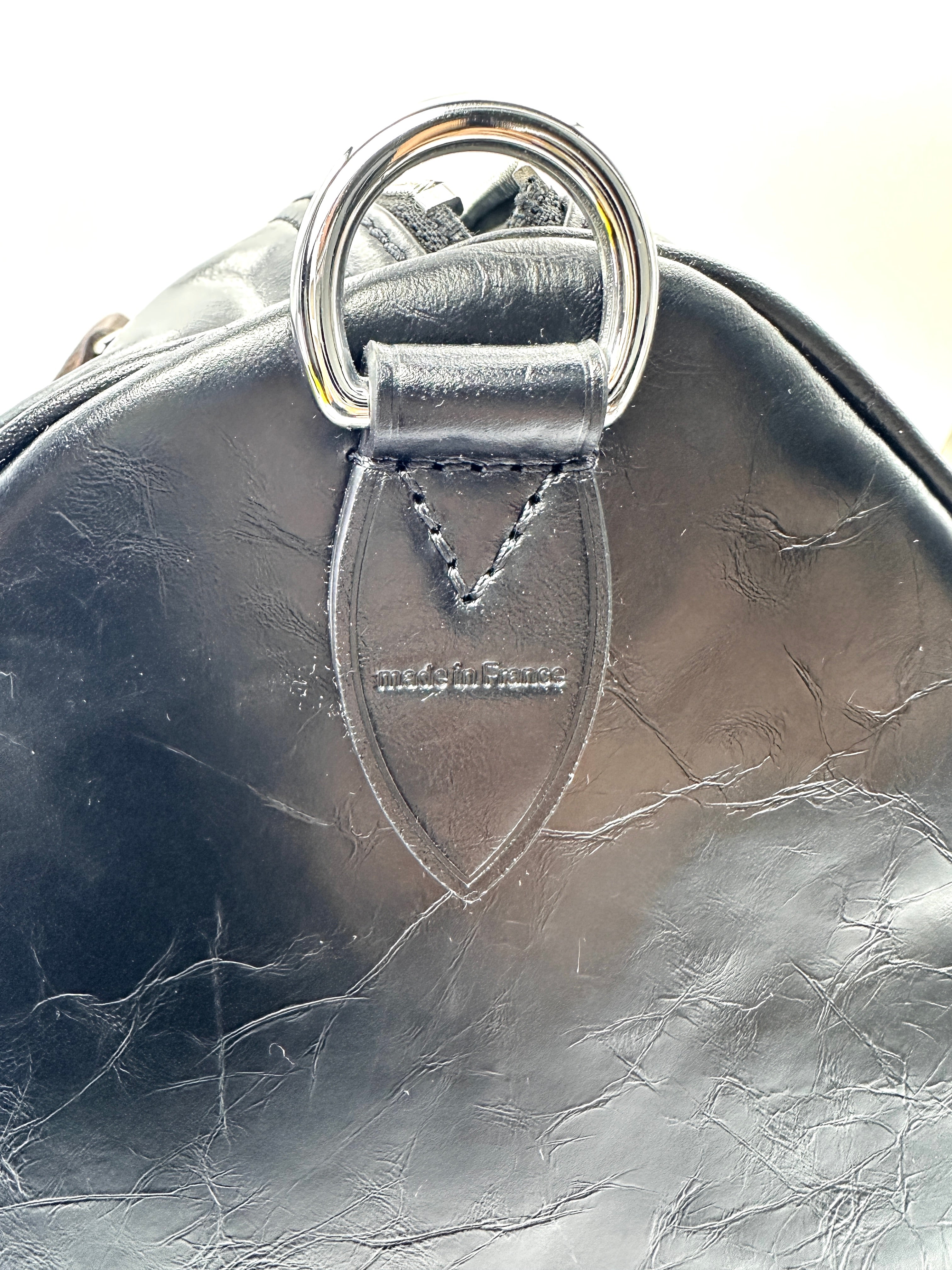 Louis Vuitton Speedy30 Black Lambskin Leather Handle Bag LVU