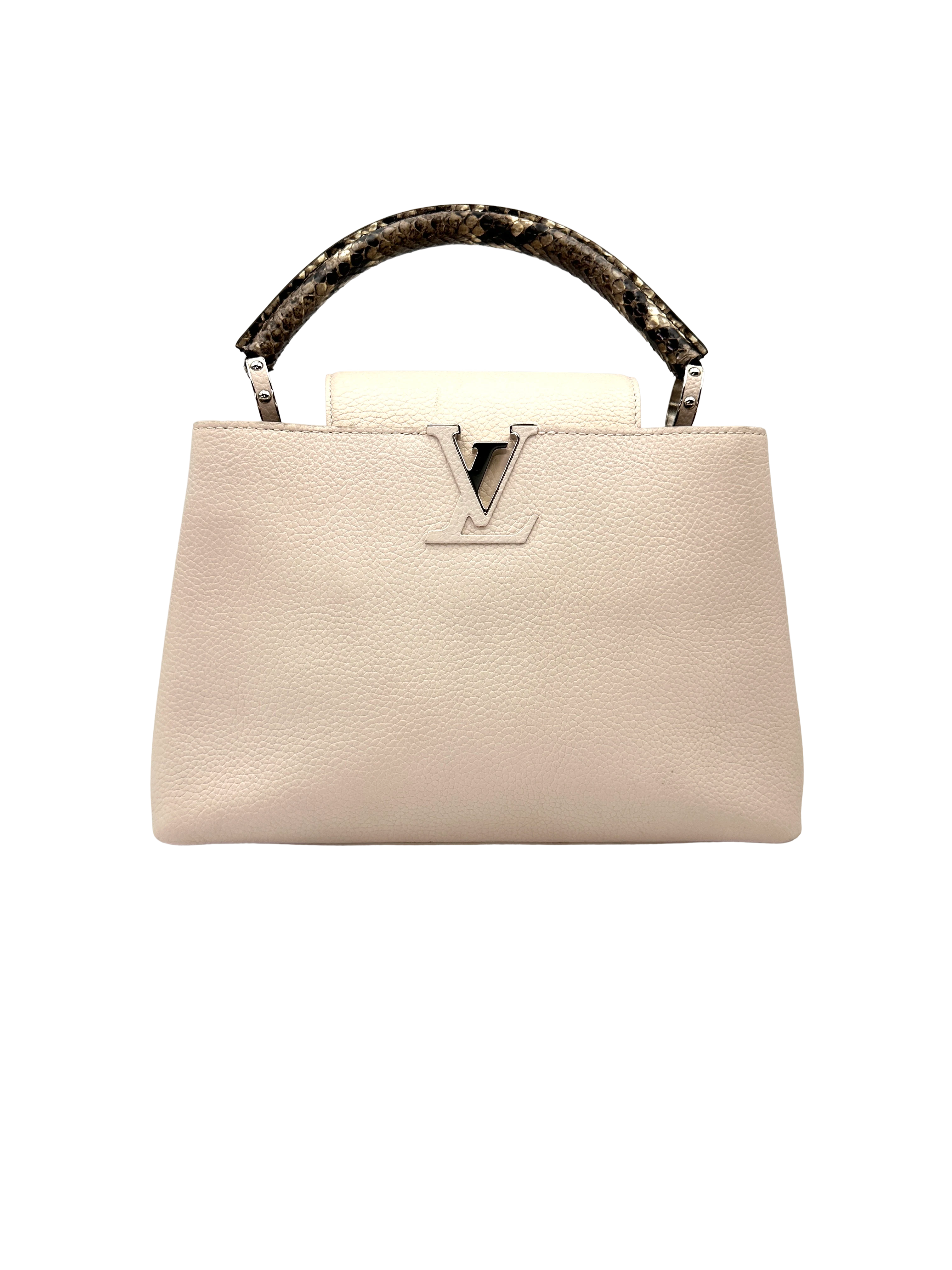 Louis Vuitton Capucines Grey Taurillon Leather Python Handle Bag LV3409