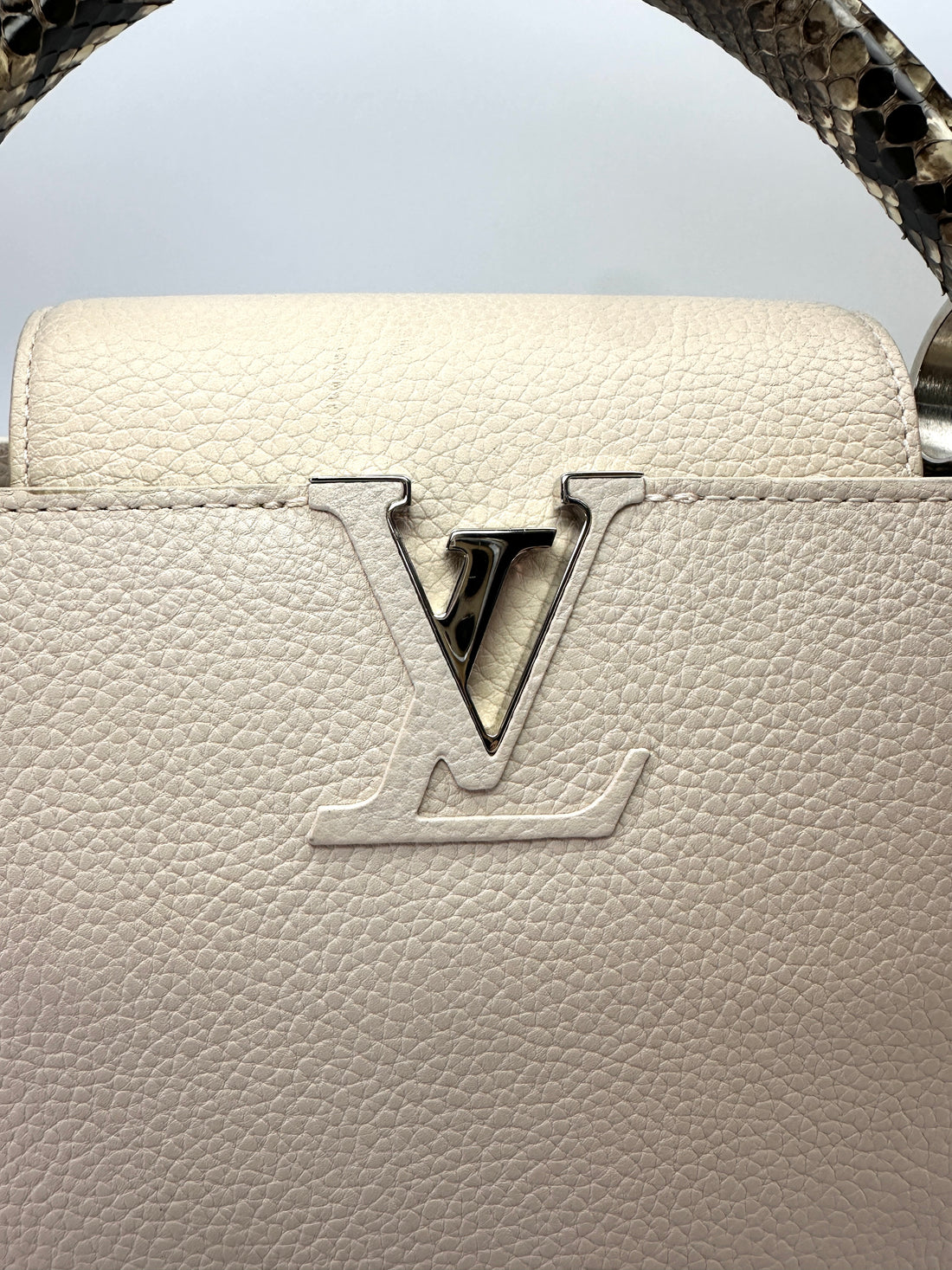 Louis Vuitton Capucines Grey Taurillon Leather Python Handle Bag LV3409