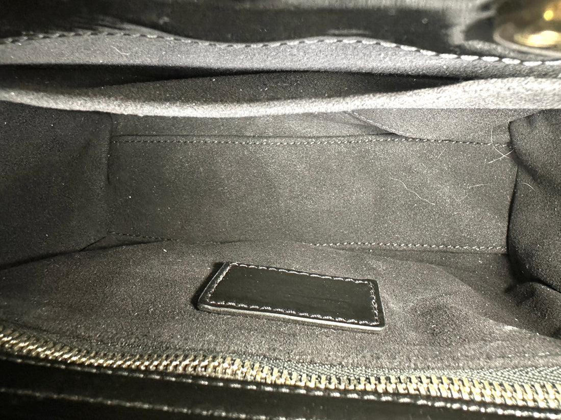 Christian Dior Lady Dior Black Cannage Patent Leather Handle Bag DR964