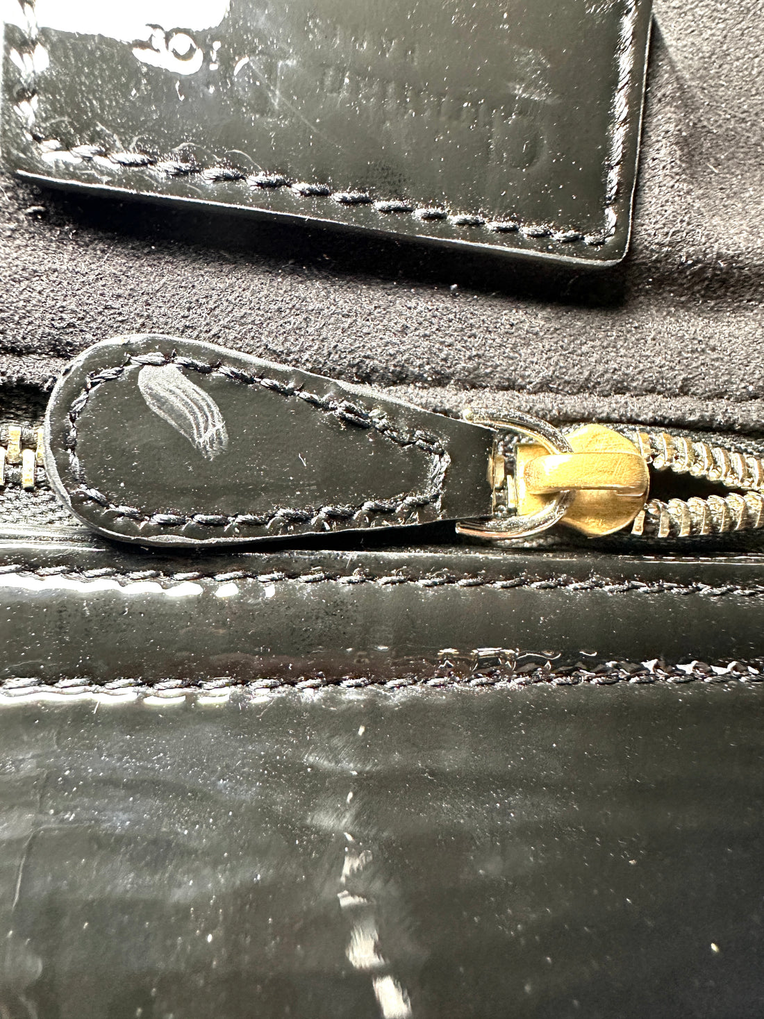 Christian Dior Lady Dior Black Cannage Patent Leather Handle Bag DR964
