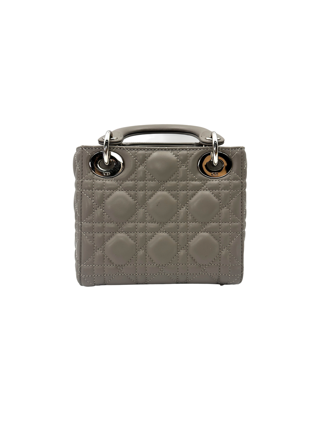 Christian Dior Lady Dior Grey Cannage Leather Handle Bag DR966