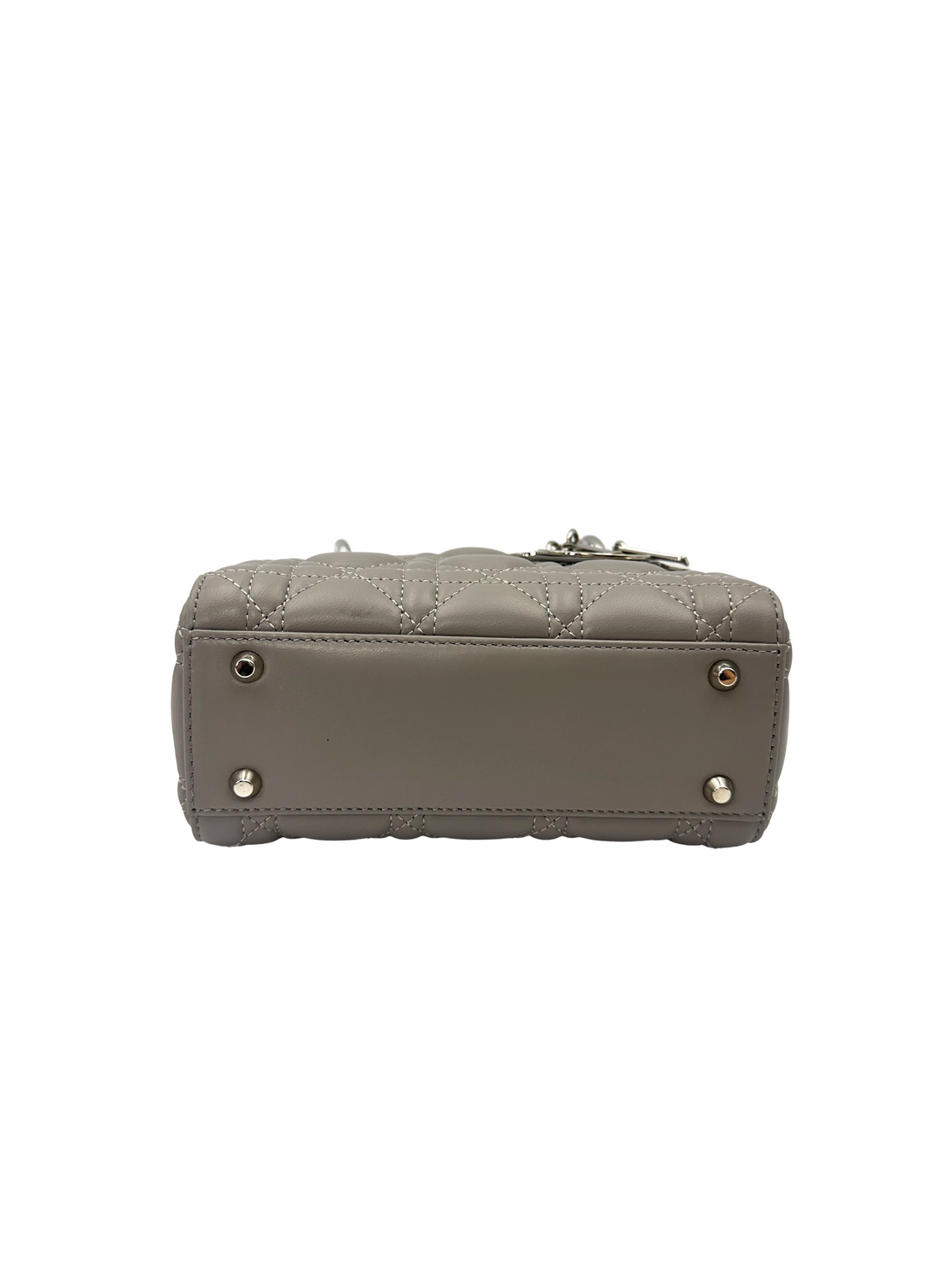 Christian Dior Lady Dior Grey Cannage Leather Handle Bag DR966