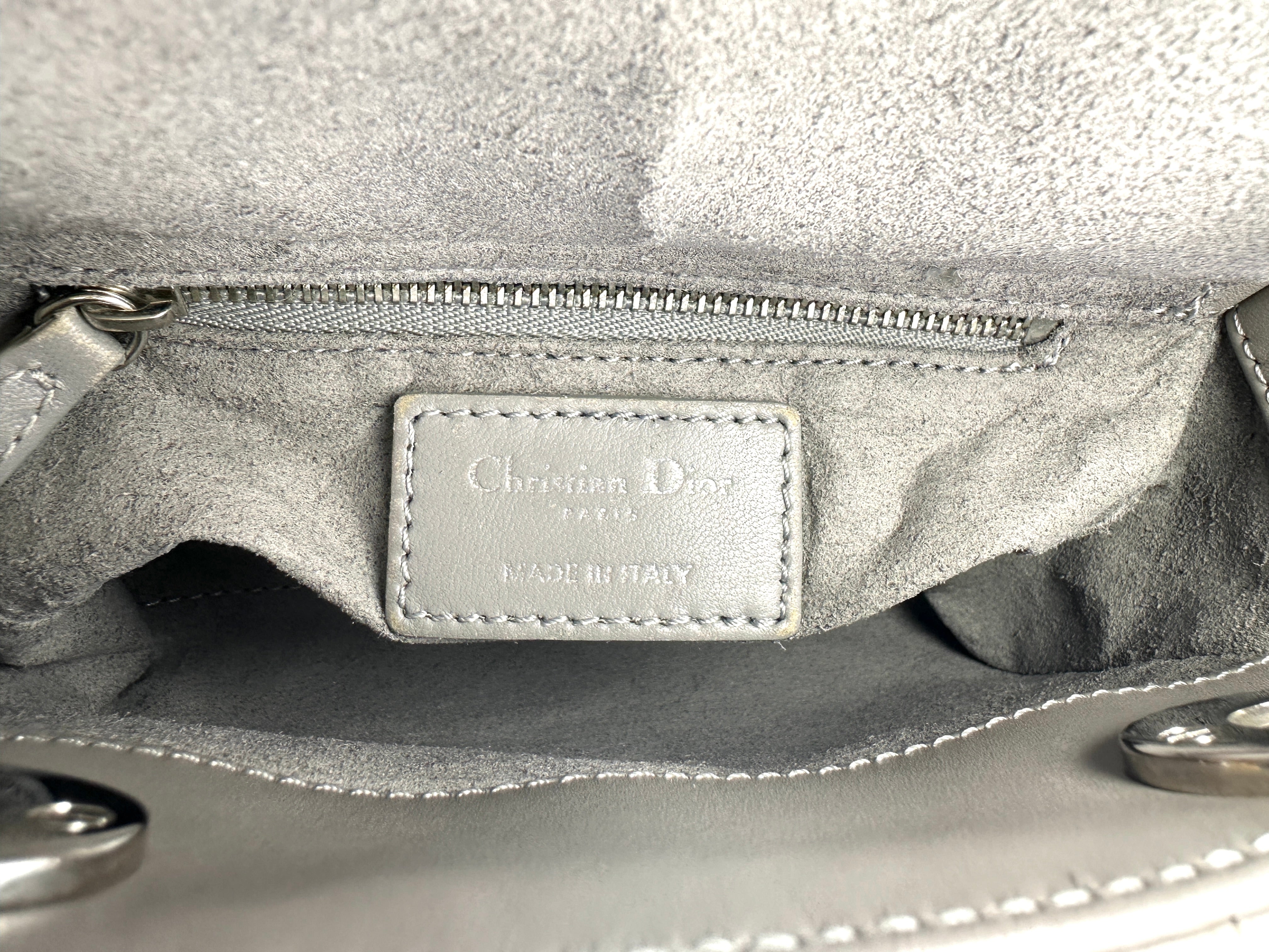 Christian Dior Lady Dior Grey Cannage Leather Handle Bag DR966