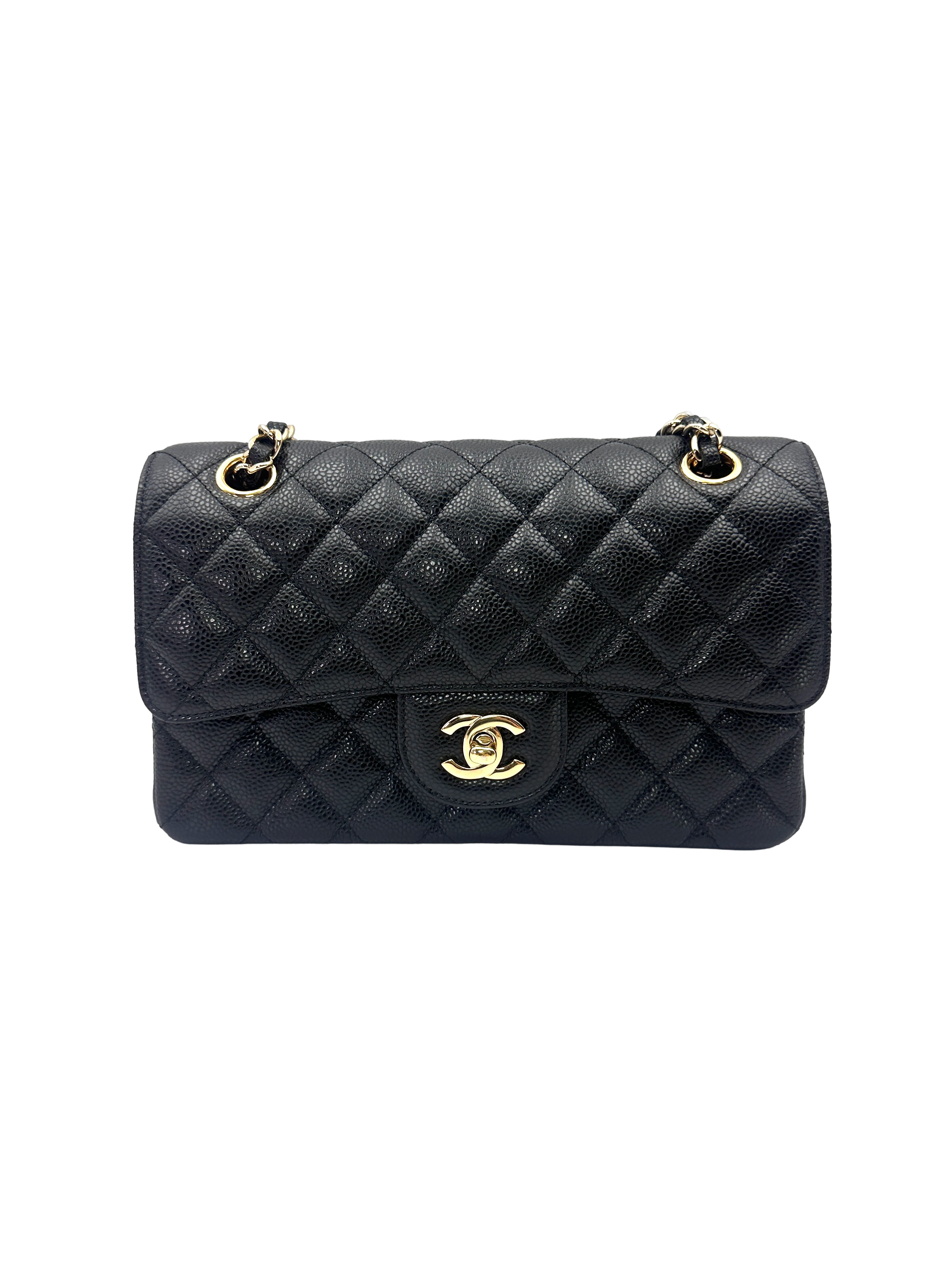 Chanel Classic Flap Black Quilted Leather Medium Size Shoulder Bag With Gold Buckle(28***06) CC2625