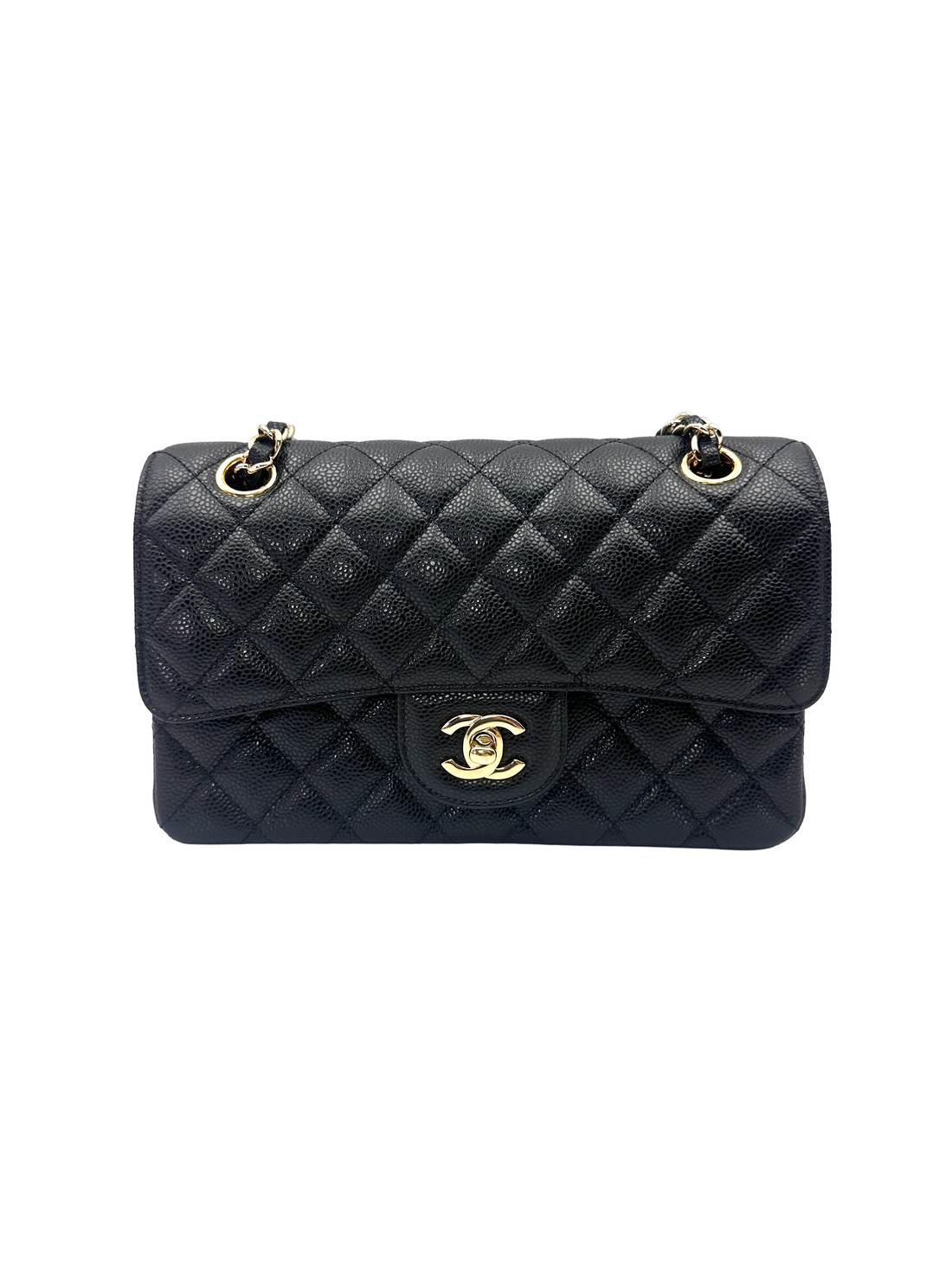 Chanel Classic Flap Black Quilted Leather Medium Size Shoulder Bag With Gold Buckle(28***06) CC2625