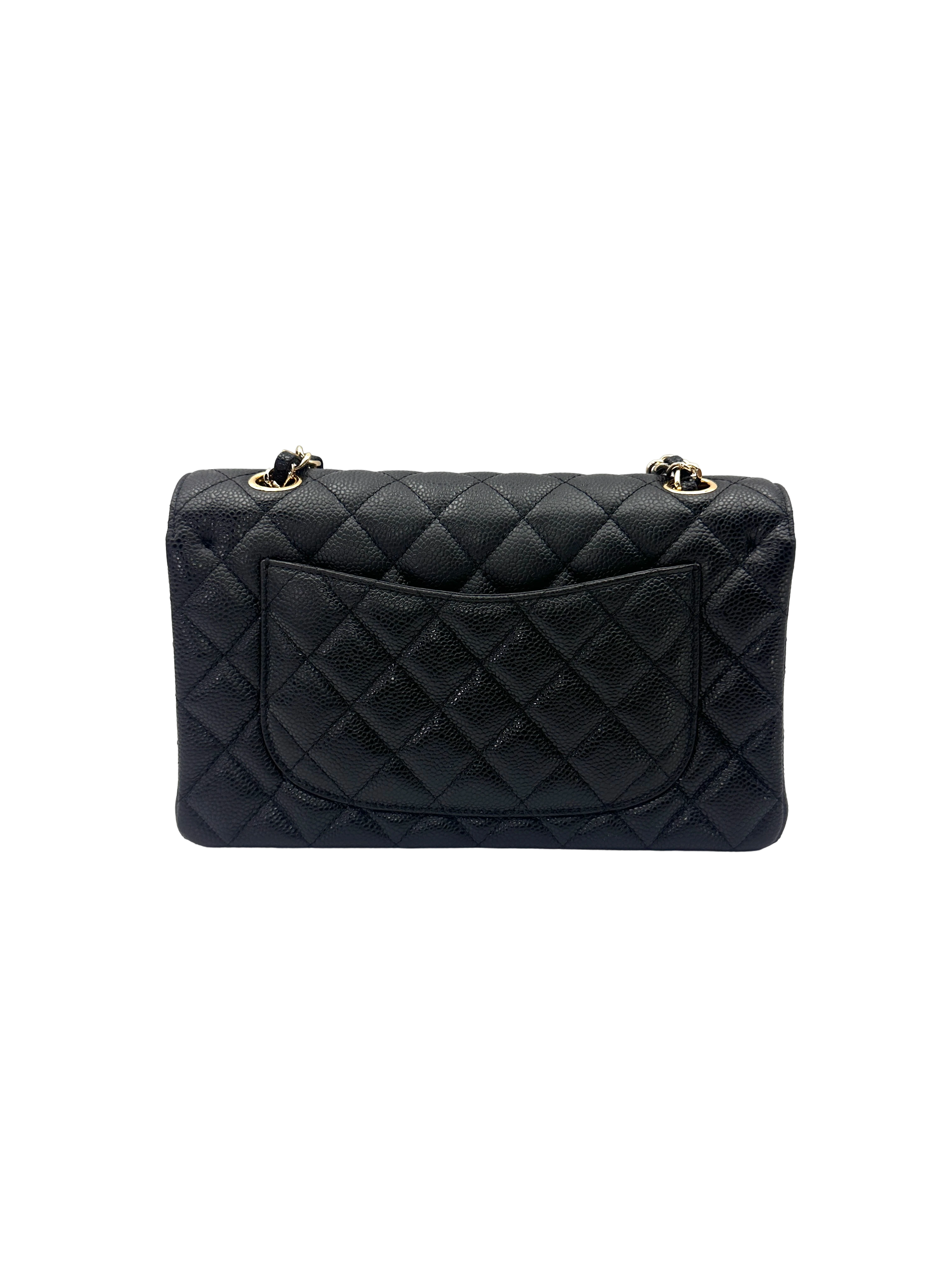 Chanel Classic Flap Black Quilted Leather Medium Size Shoulder Bag With Gold Buckle(28***06) CC2625