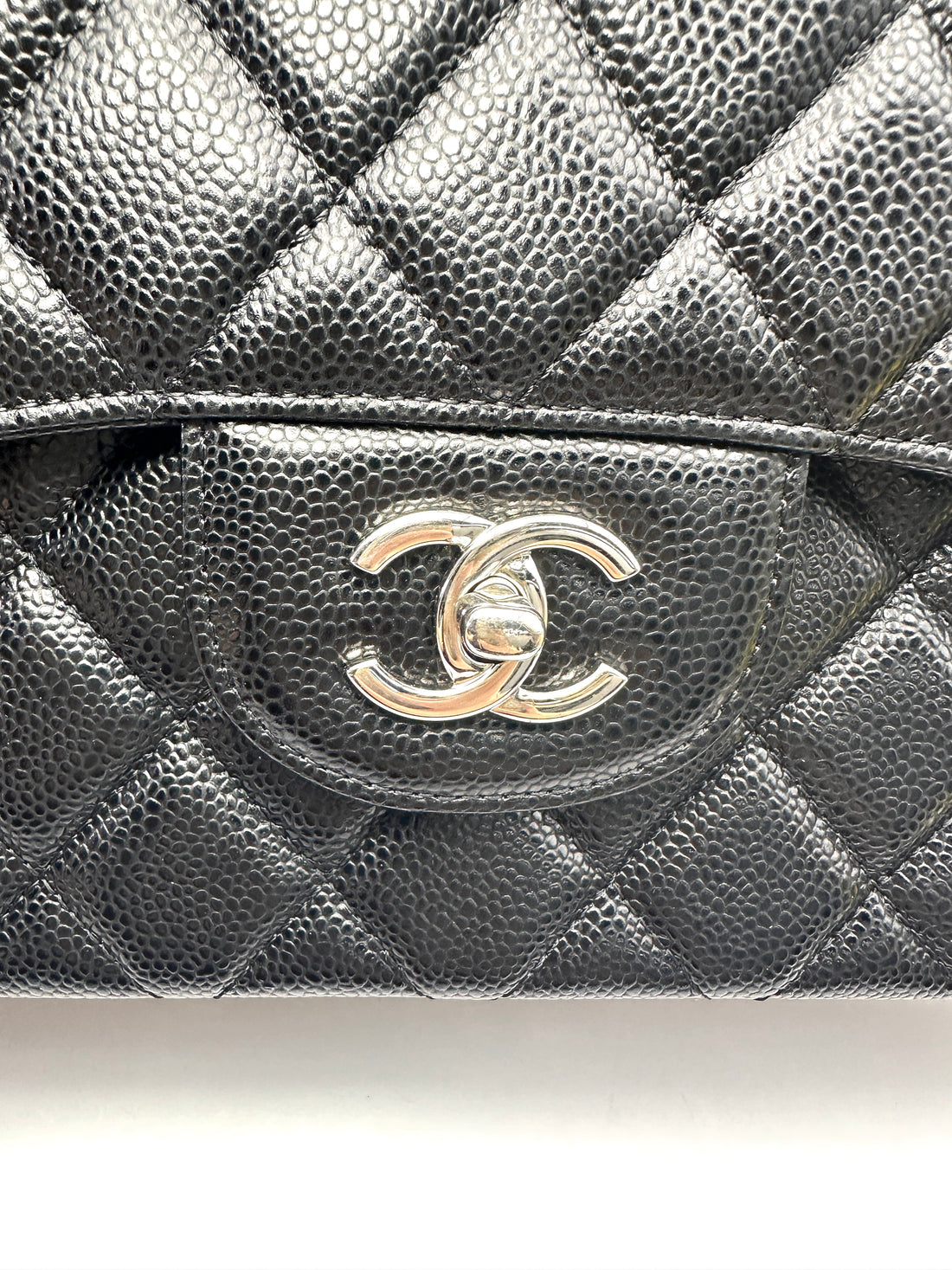 Chanel Classic Flap Black Quilted Leather Jumbo Shoulder Bag With Silver Buckle(14***38) CC2623