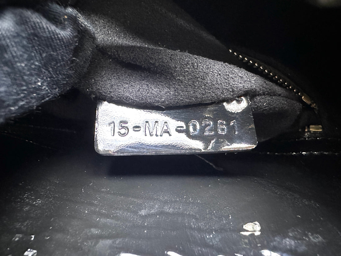 Christian Dior Lady Dior Black Cannage Patent Leather Handle Bag DR967