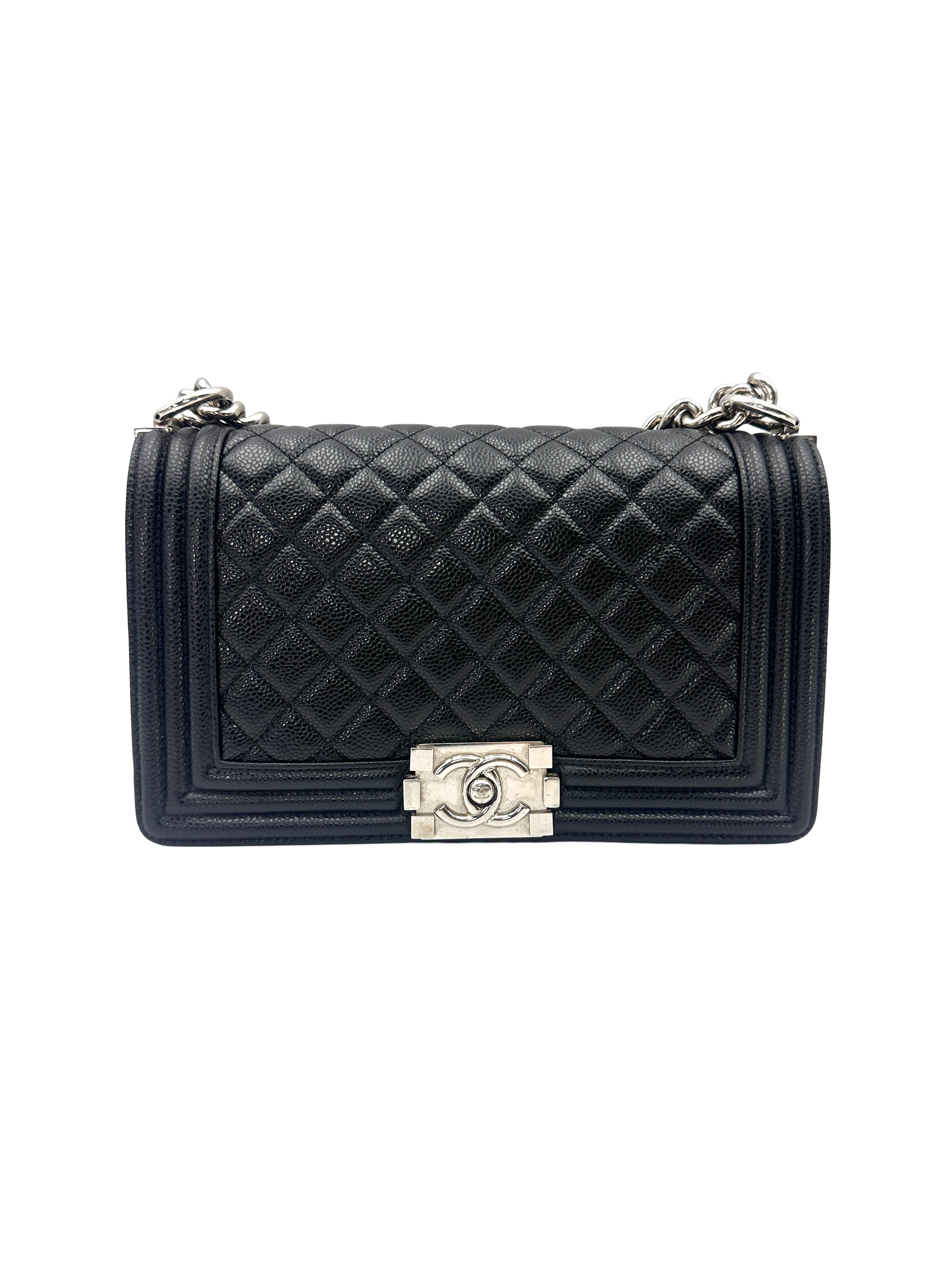 Chanel LeBoy Black Quilted Leather Flap Bag With Silver Buckle(16***09) CC2624