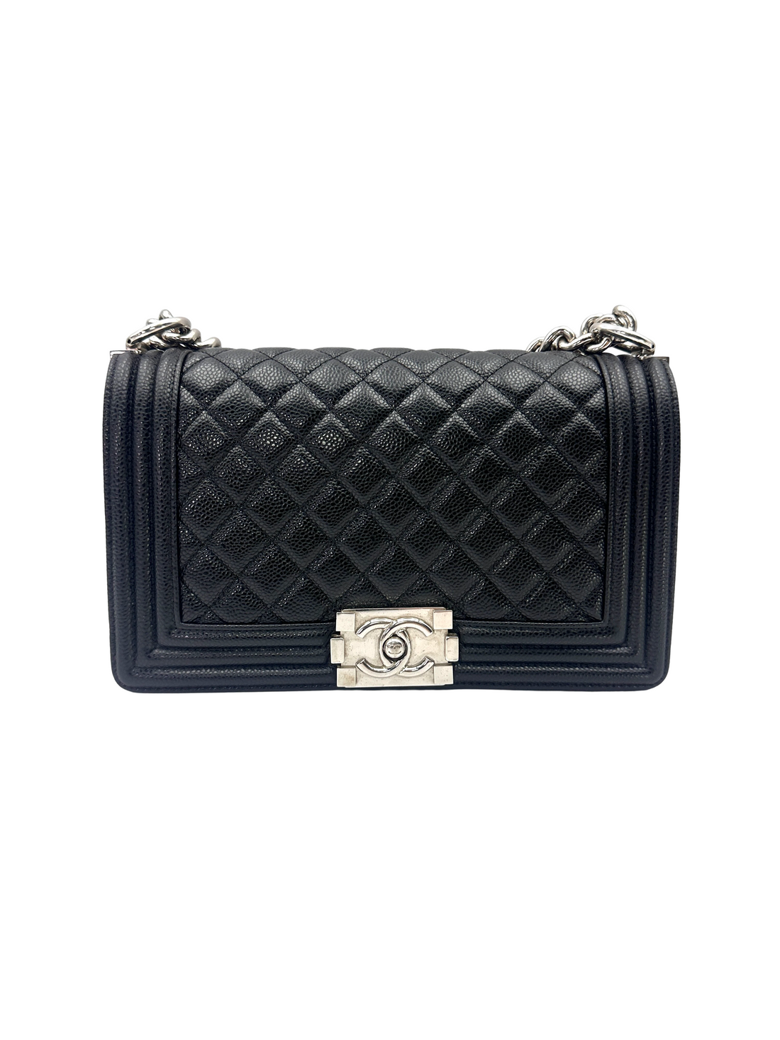 Chanel LeBoy Black Quilted Leather Flap Bag With Silver Buckle(16***09) CC2624