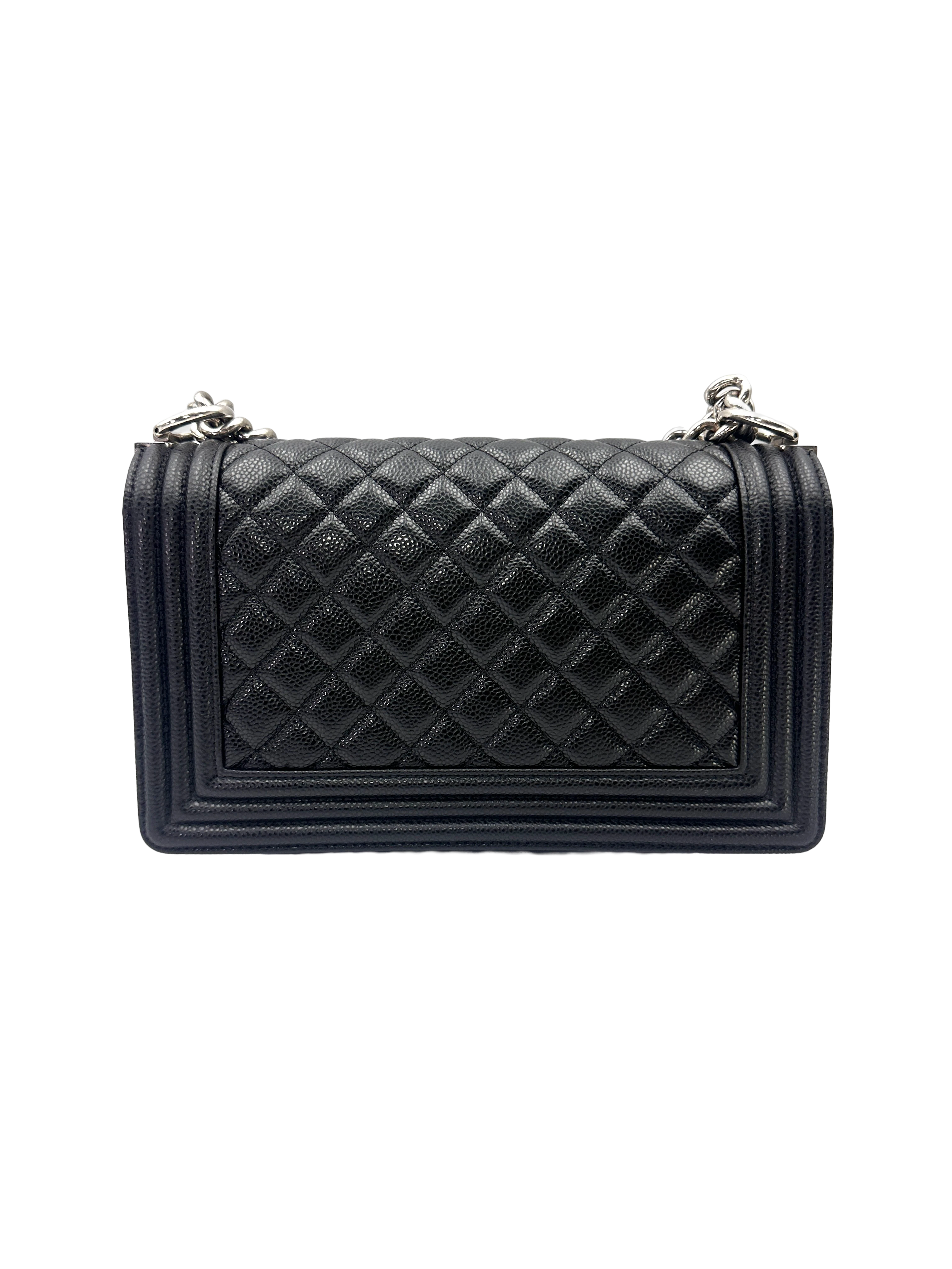 Chanel LeBoy Black Quilted Leather Flap Bag With Silver Buckle(16***09) CC2624
