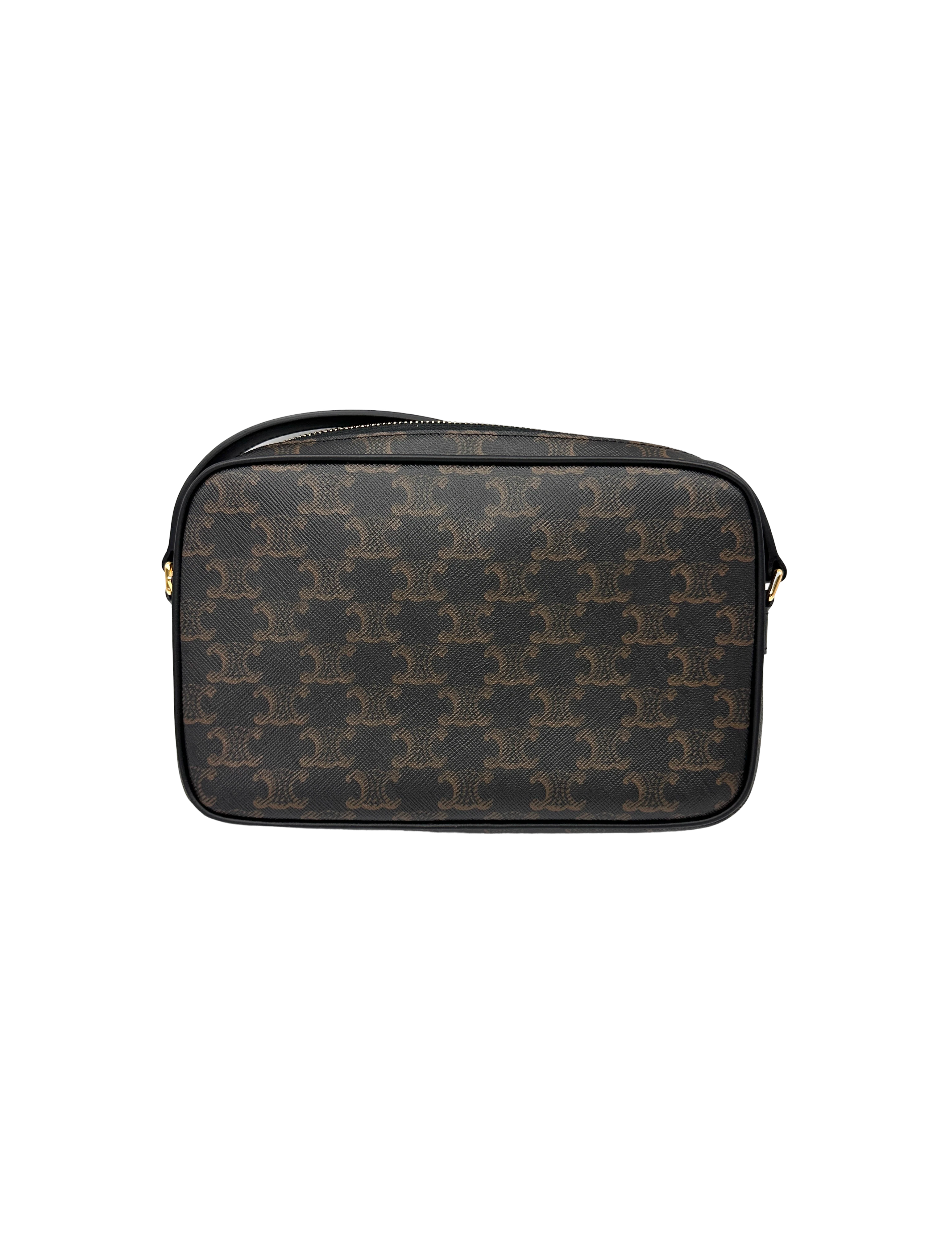Celine Triomphe Canvas White Logo Print Messenger Bag CEX
