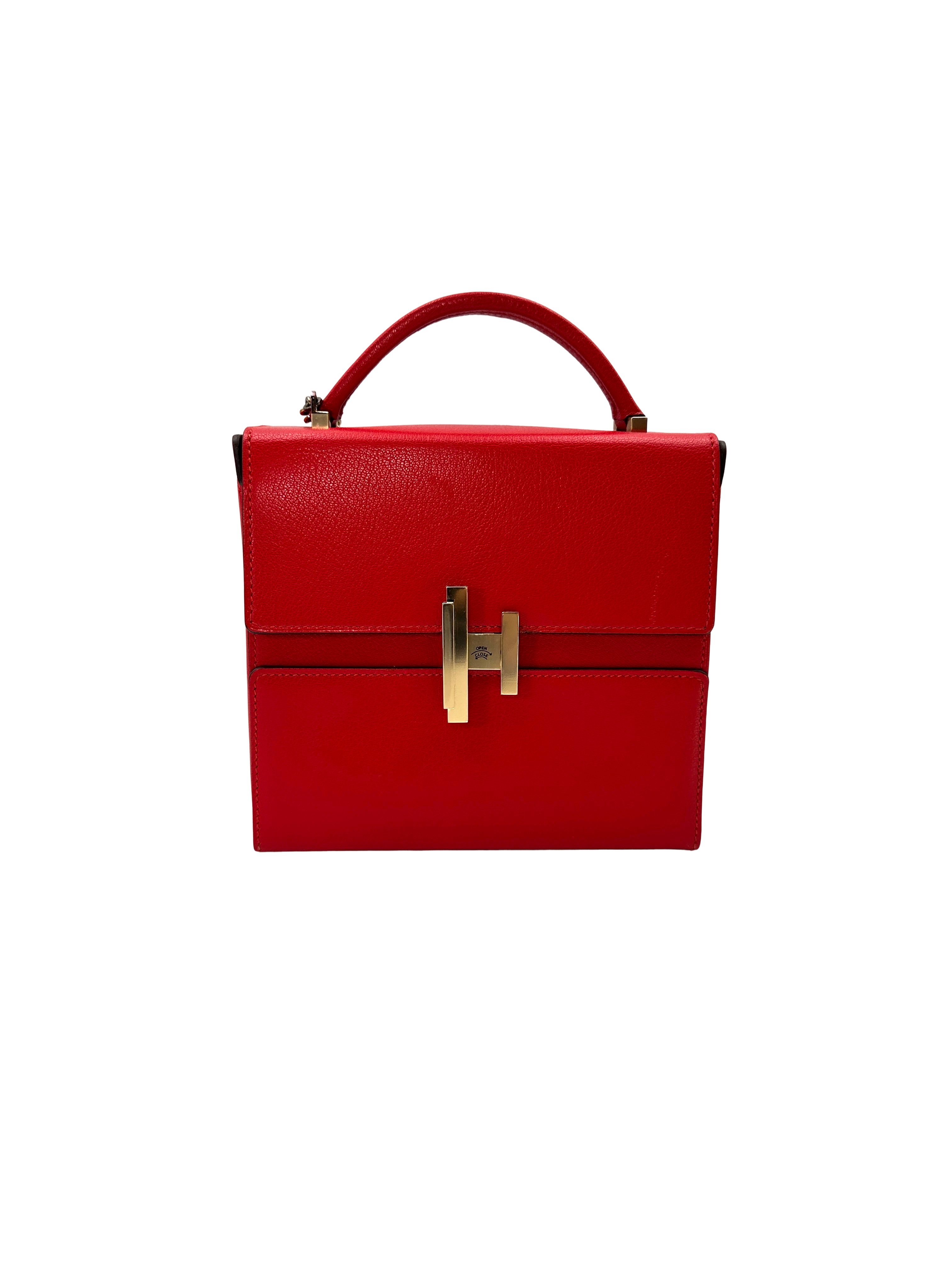 Hermes Cinhetic Red Leather Handle Bag HR196