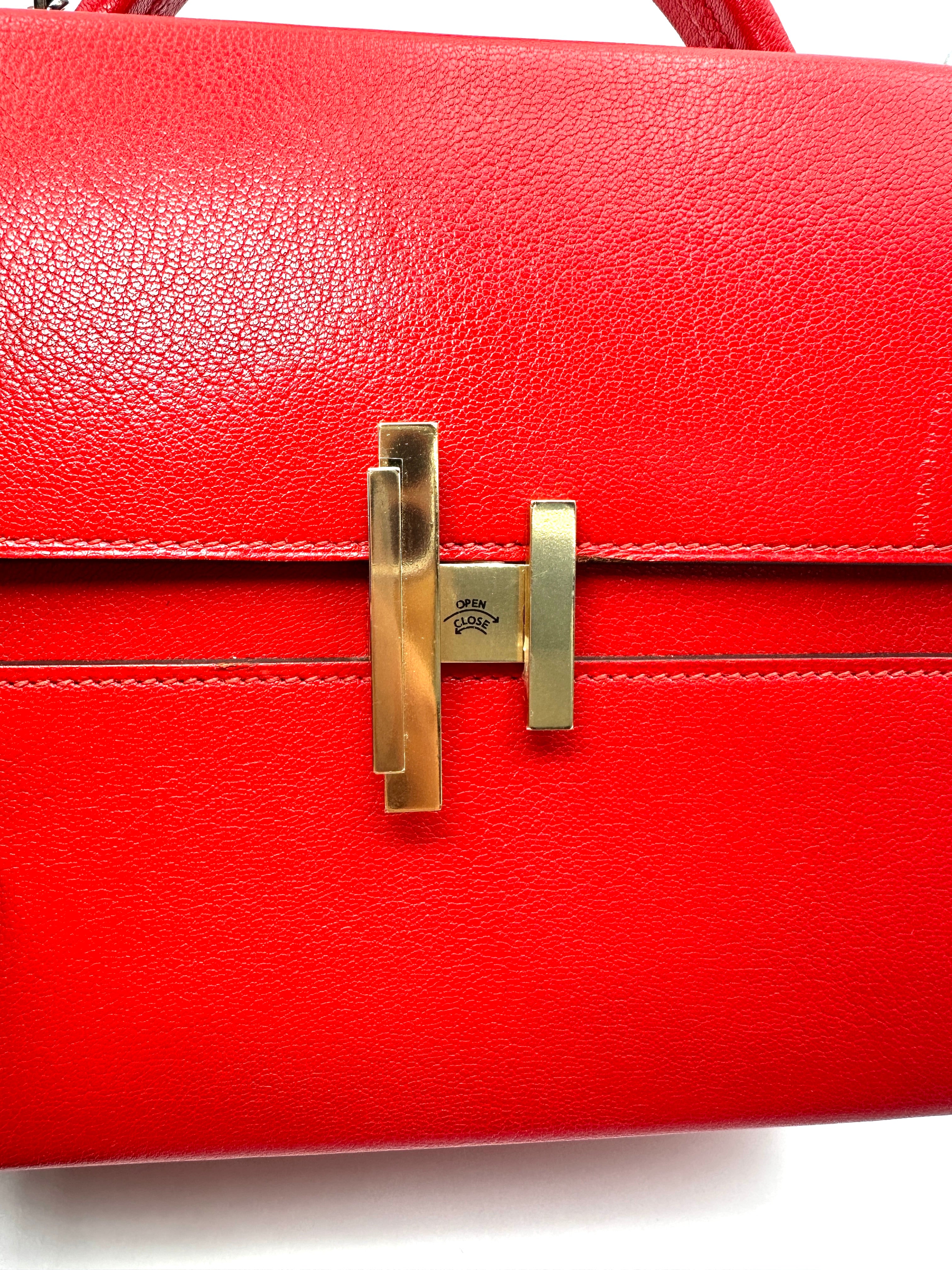 Hermes Cinhetic Red Leather Handle Bag HR196