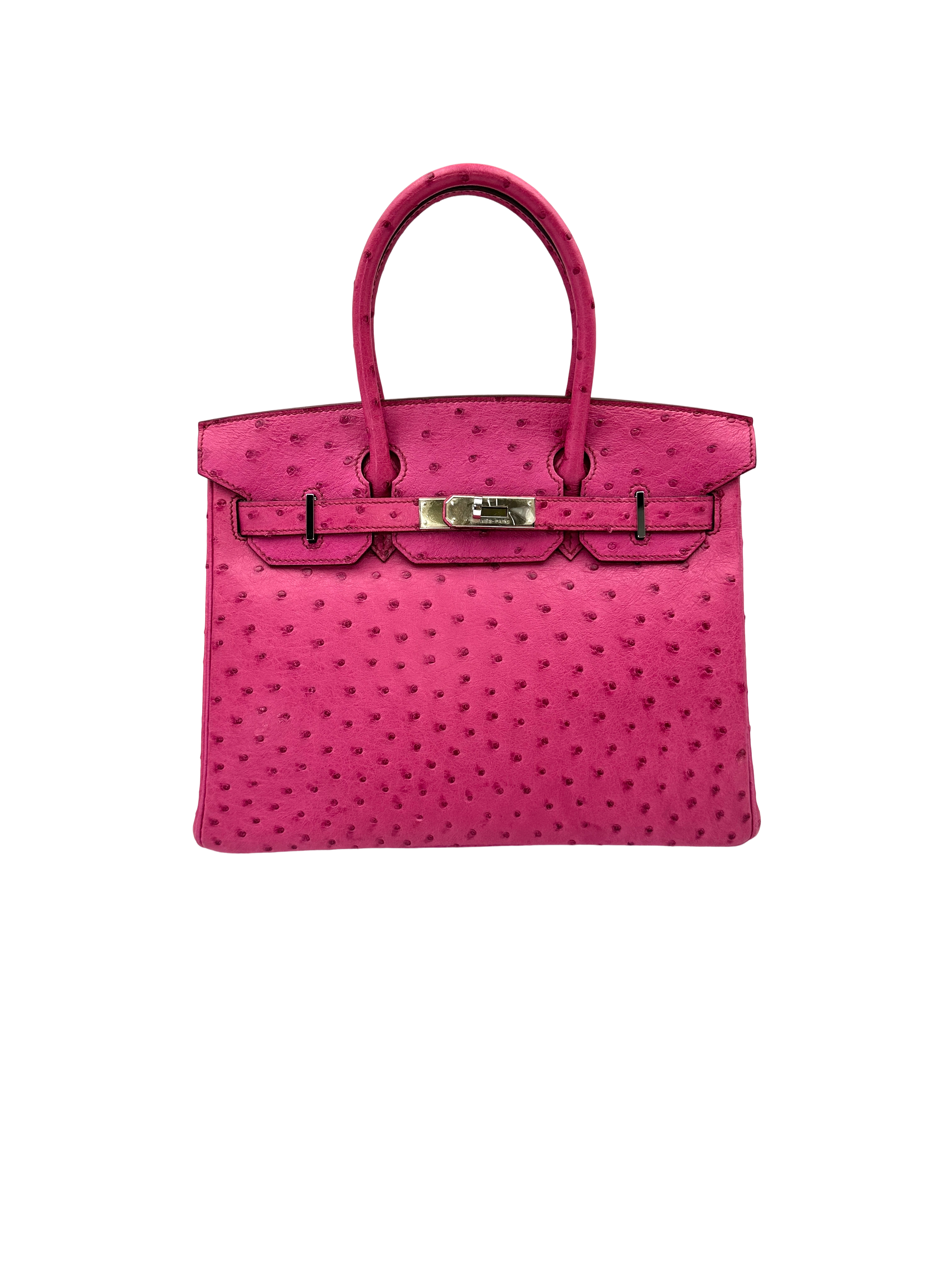 Hermes Birkin30 Pink Ostrich Leather Handle Bag HR195