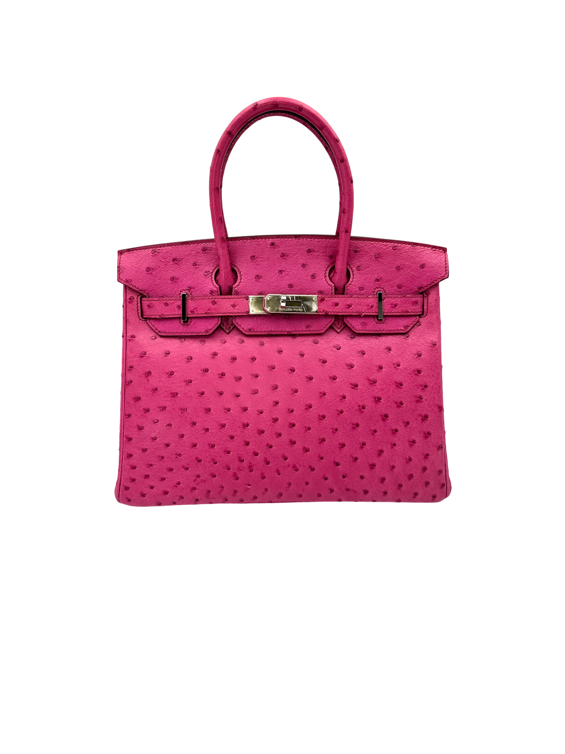 Hermes Birkin30 Pink Ostrich Leather Handle Bag HR195