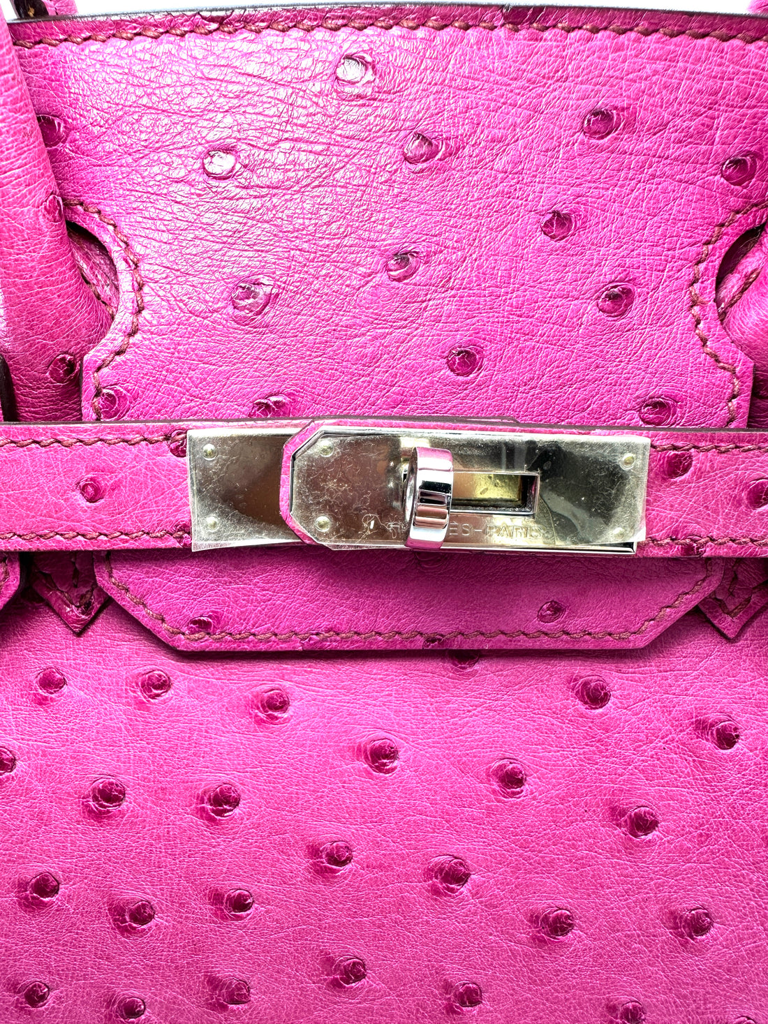 Hermes Birkin30 Pink Ostrich Leather Handle Bag HR195