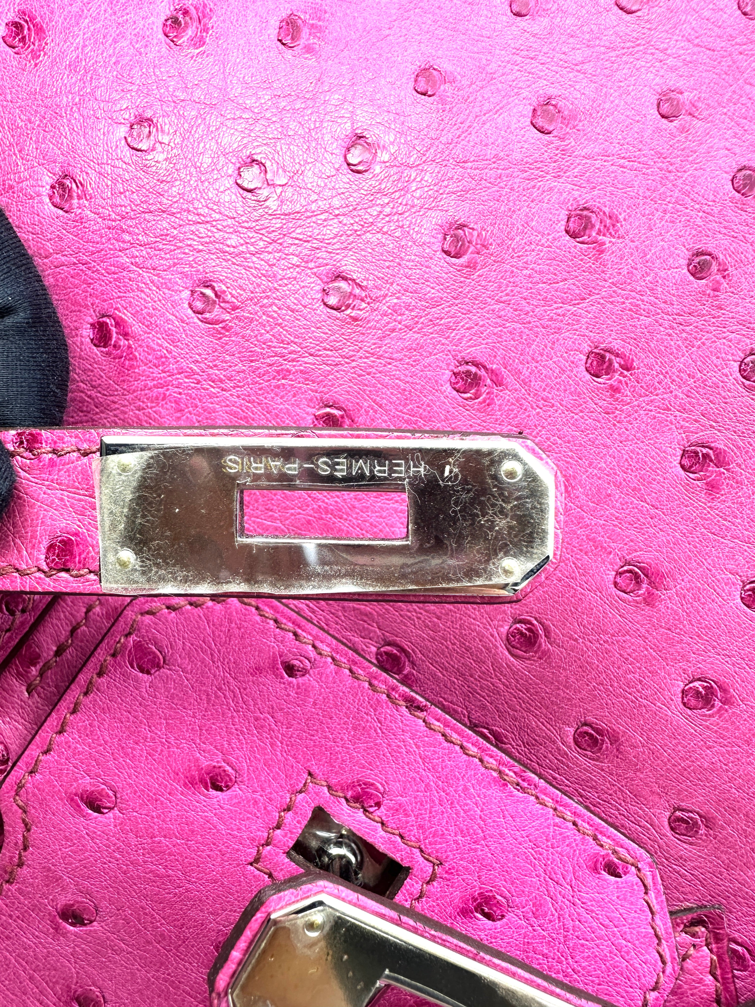 Hermes Birkin30 Pink Ostrich Leather Handle Bag HR195
