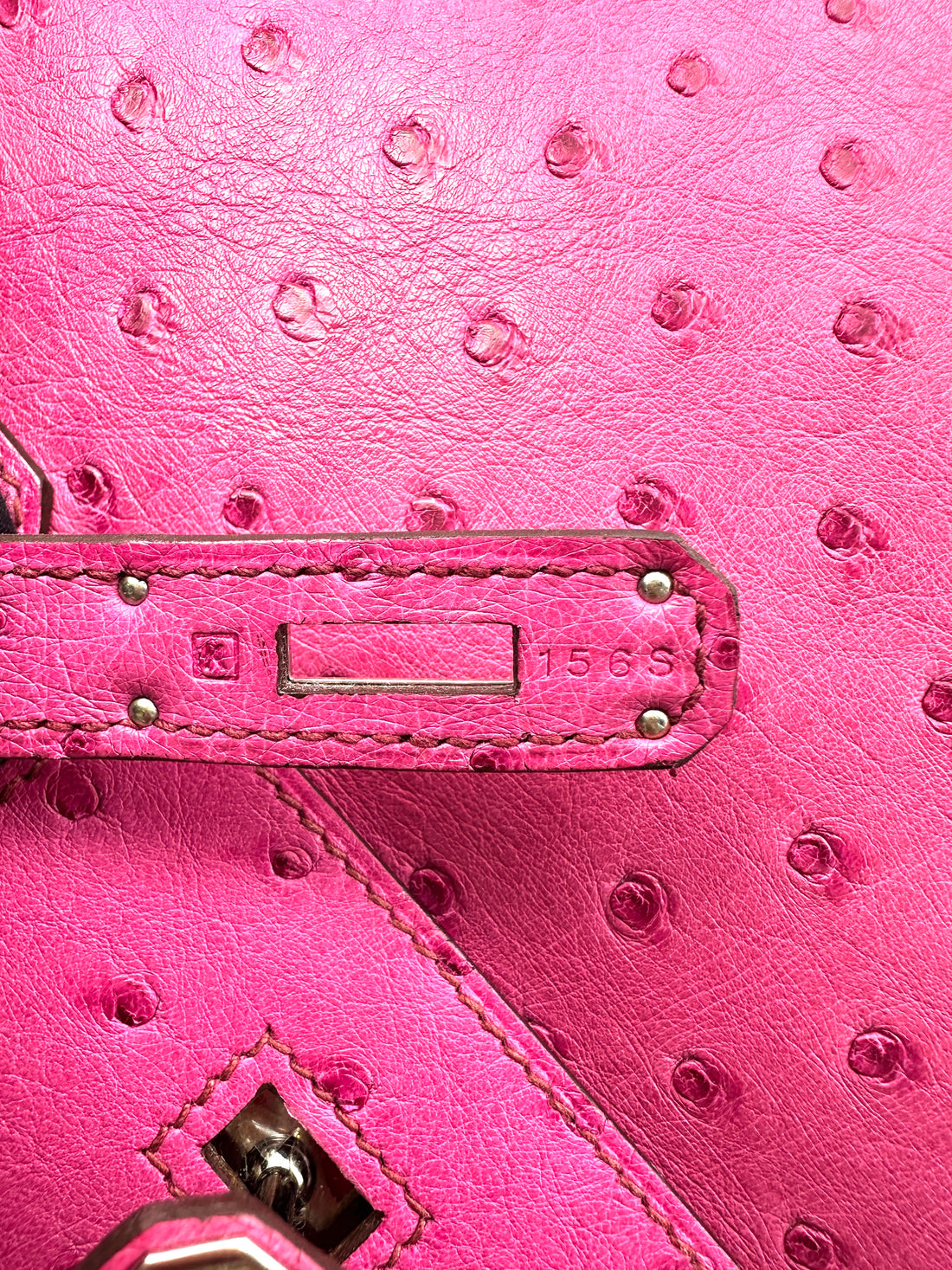 Hermes Birkin30 Pink Ostrich Leather Handle Bag HR195