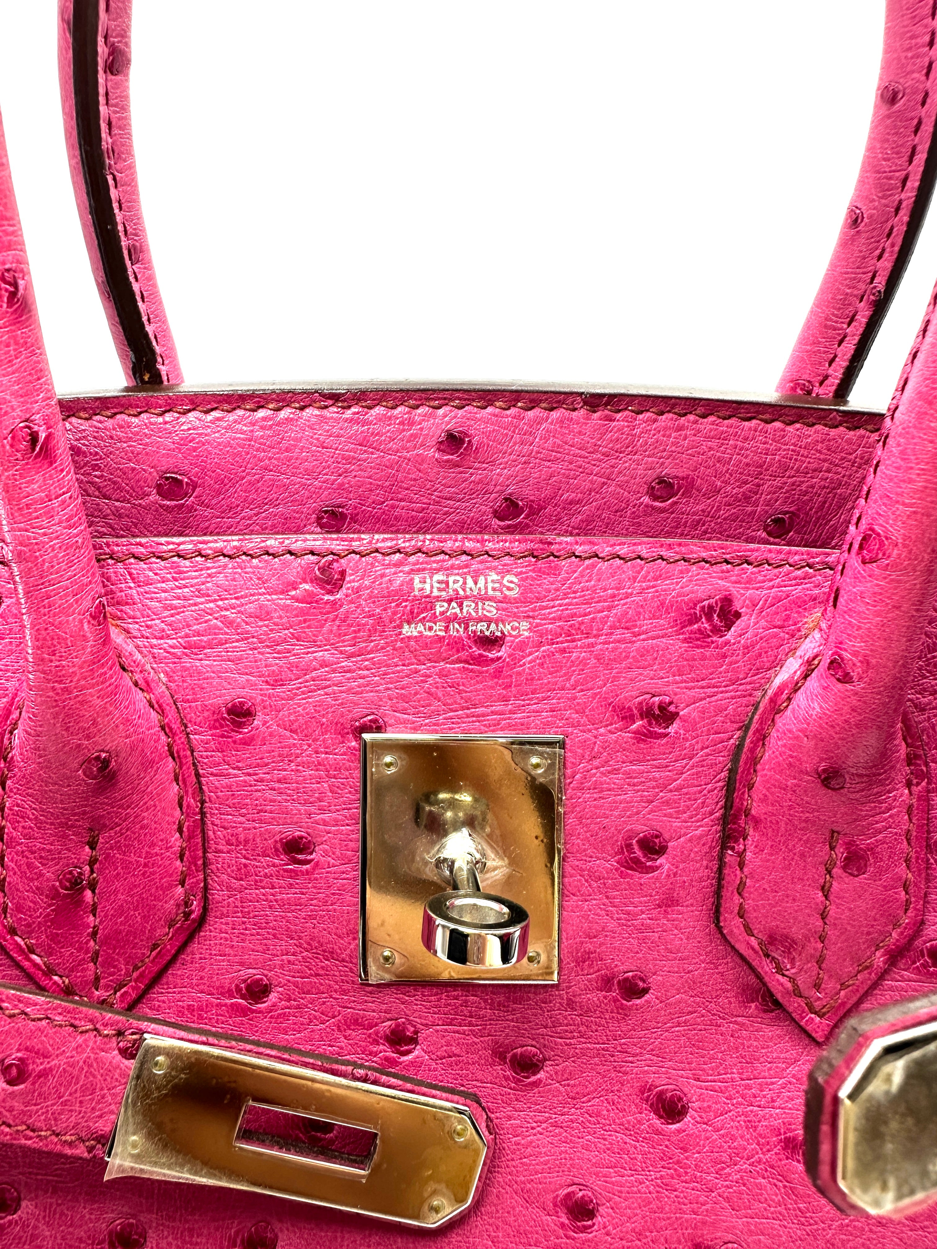 Hermes Birkin30 Pink Ostrich Leather Handle Bag HR195