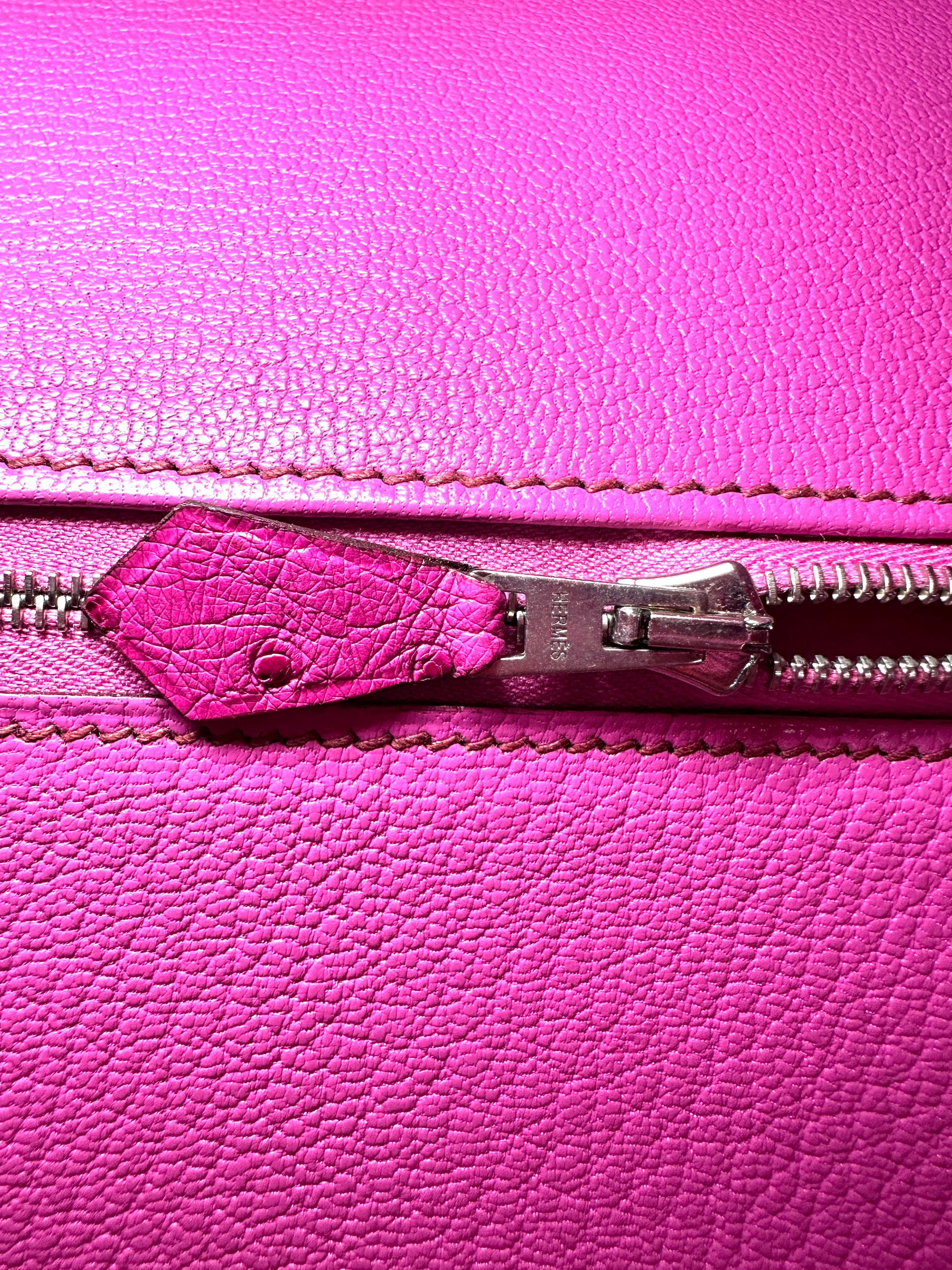 Hermes Birkin30 Pink Ostrich Leather Handle Bag HR195