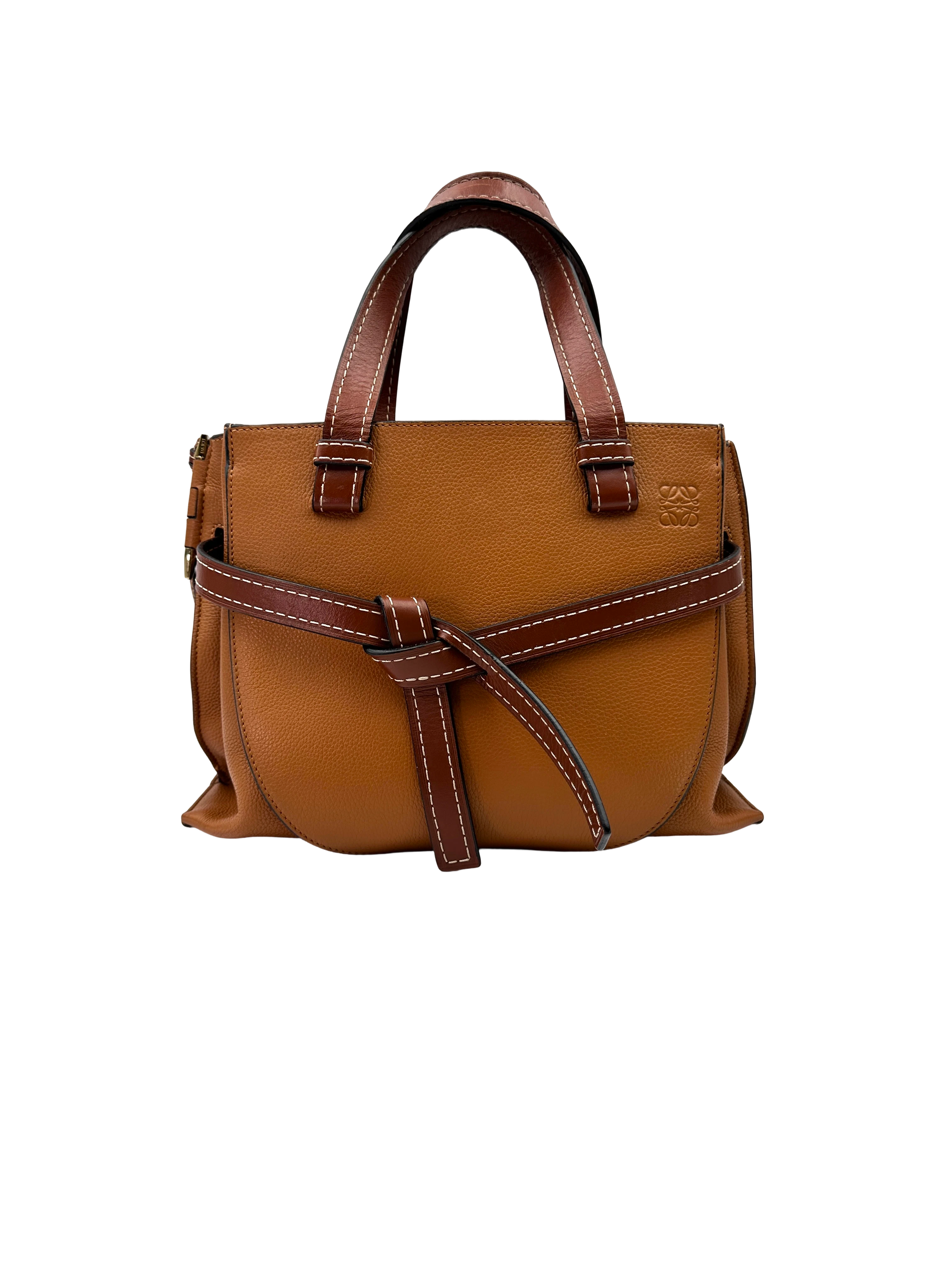 Loewe Gate Brown Leather Medium Size Handle Bag LW106