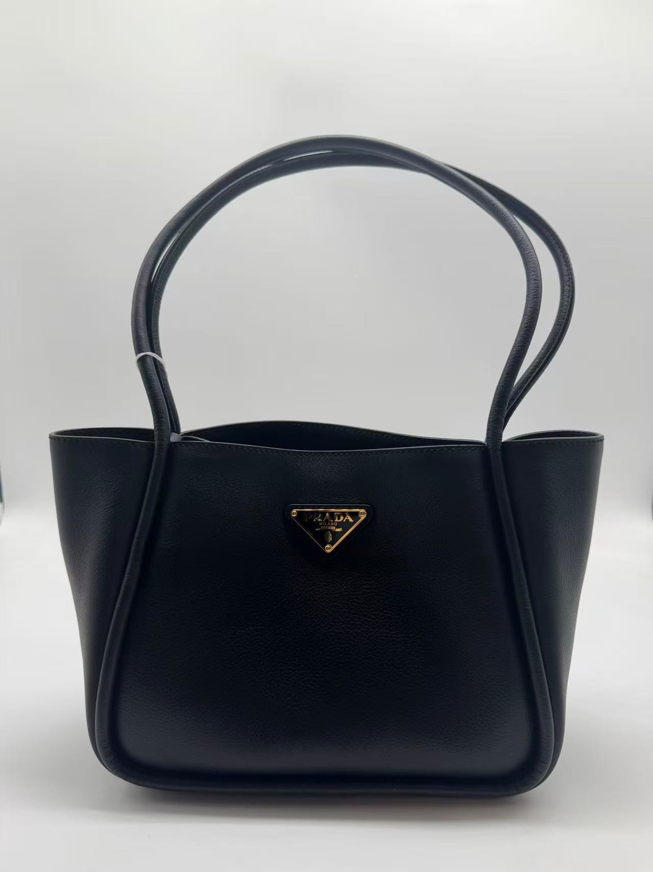 Prada Leather Canapa Canvas Top Handle Bag PR160