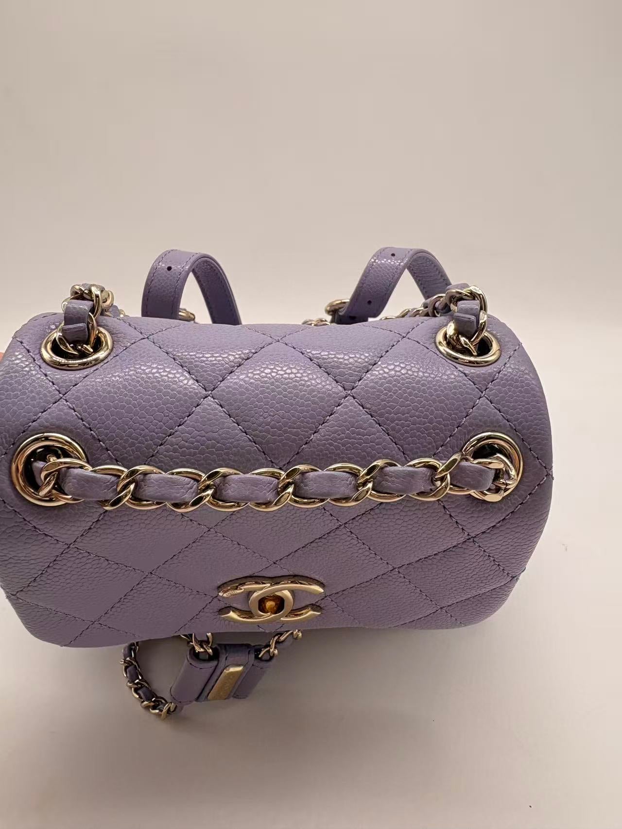 Chanel Quilted Duma Frog Backpack Mini Purple (NT***79) CC788NA