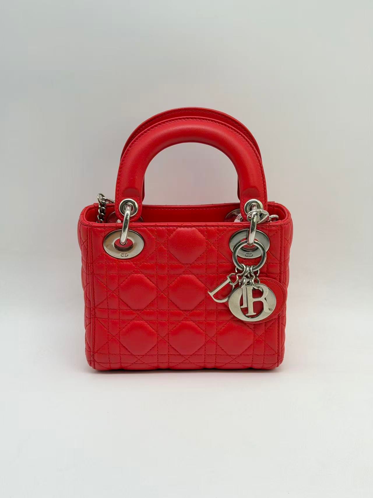 DR417 Dior Lambskin Leather Lady Dior Bag Small Red DR417