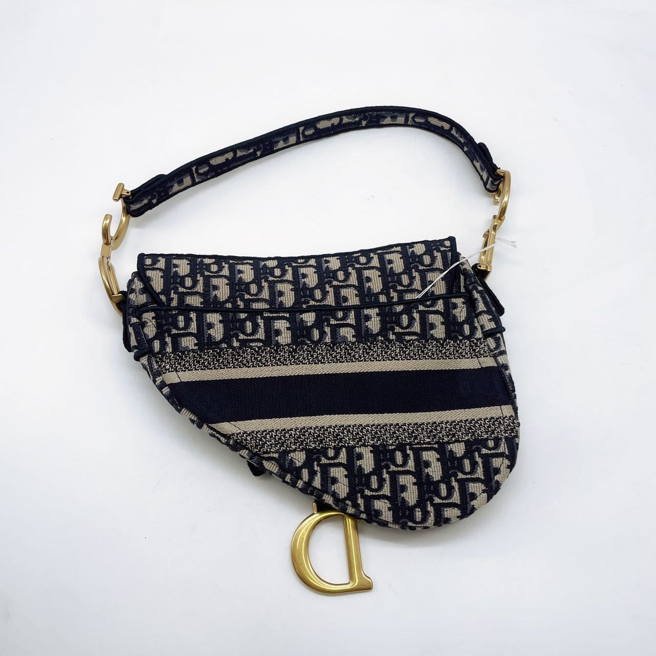 Christian Dior Oblique Embroidery Saddle Bag Blue DR270