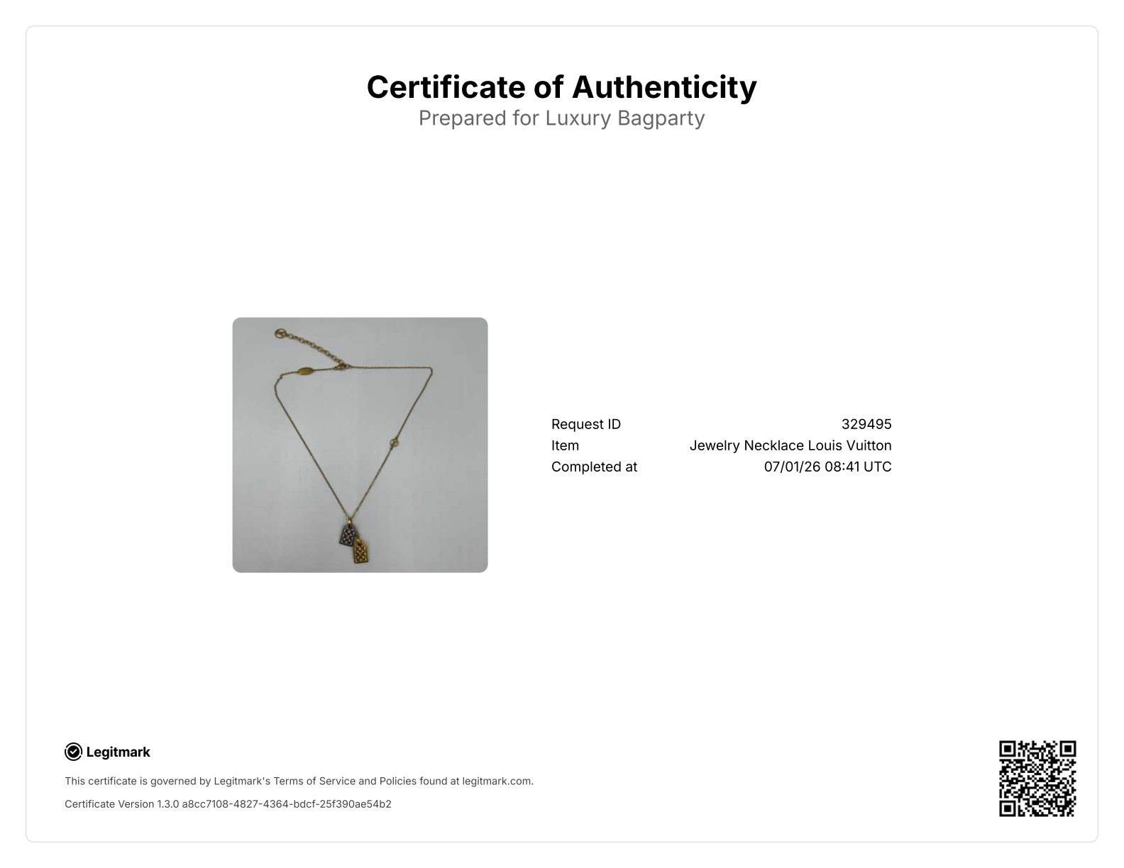 Louis Vuitton Nanogram Necklace,M63141 LE1213 LVN06