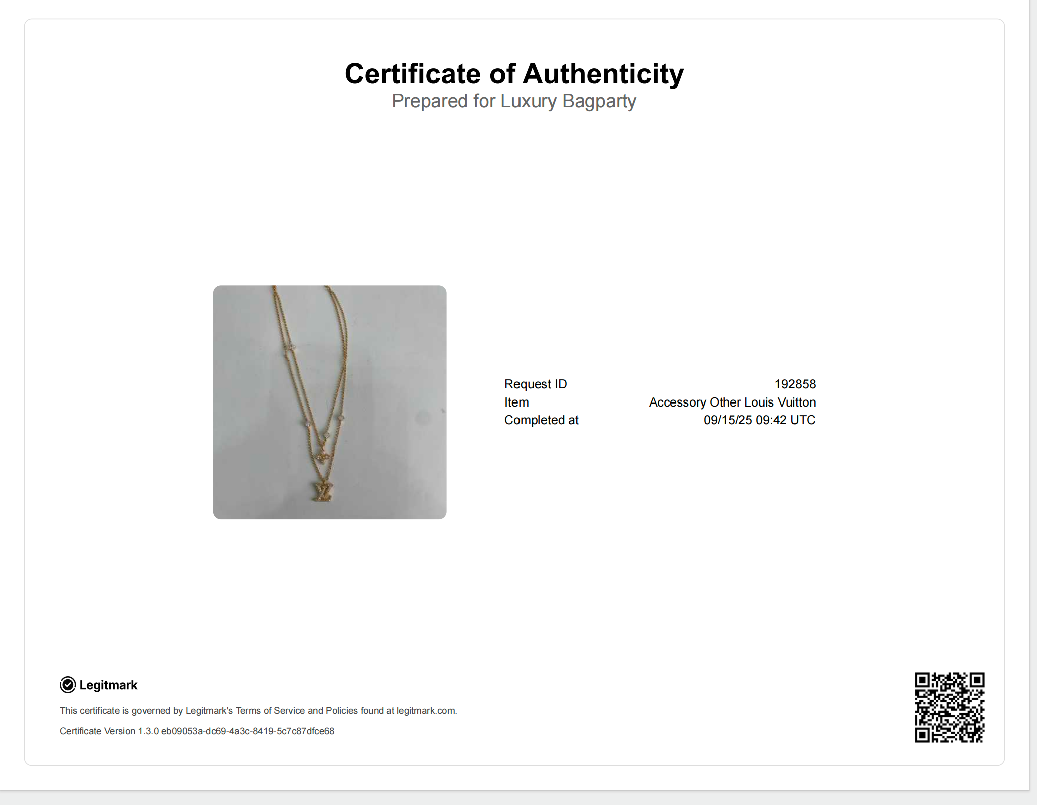 Louis Vuitton Lady LV Necklace M01845 LVN02