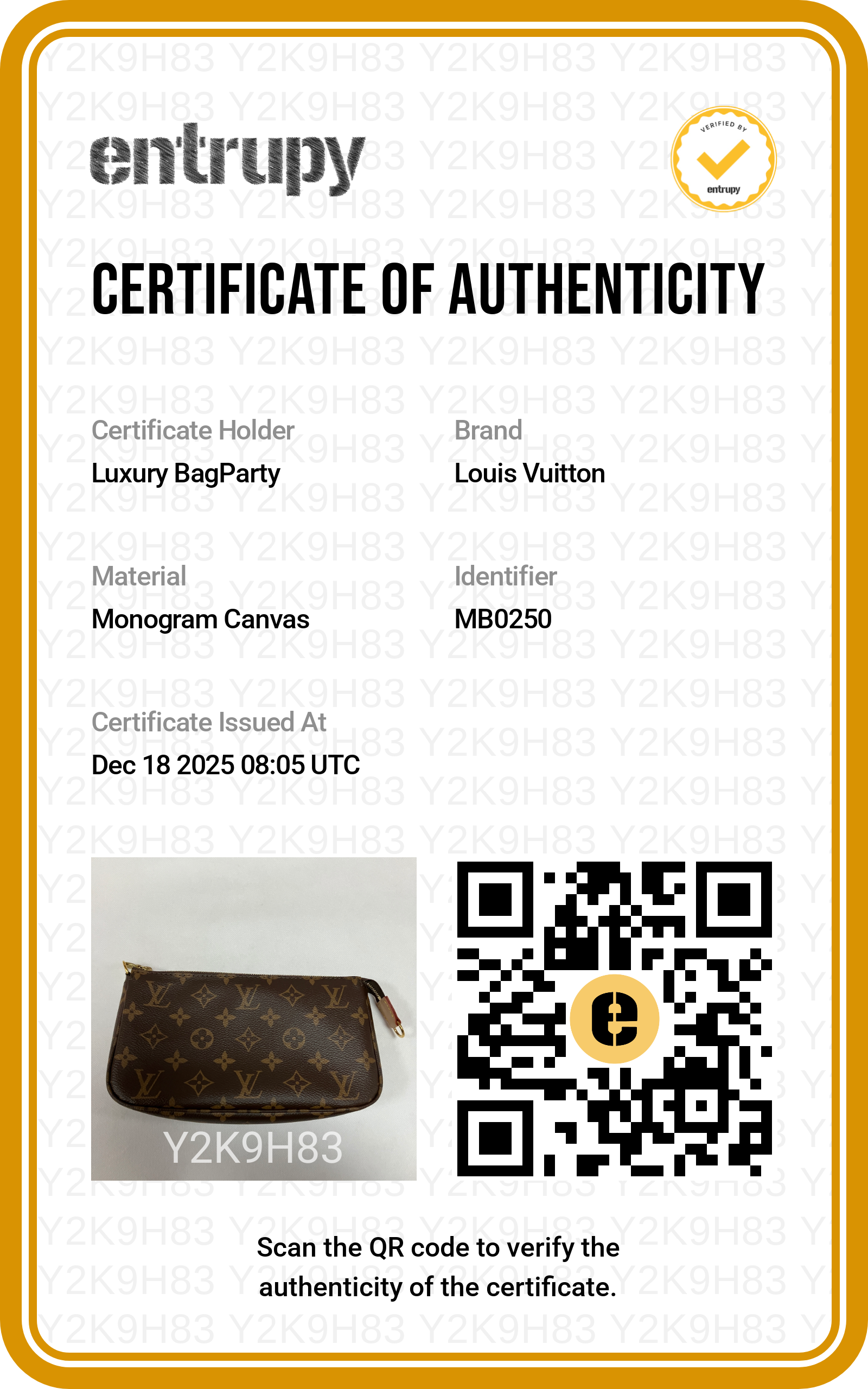 Louis Vuitton Monogram Canvas MB0250 Pochette Accessoires LVPO