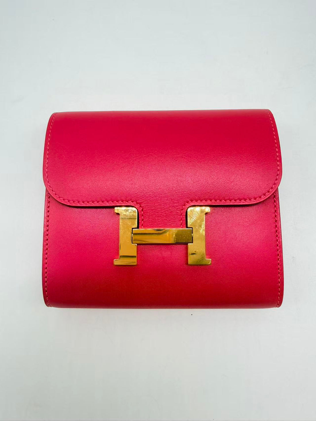 Hermes Leather Constance Half Wallet Pink HR27NY