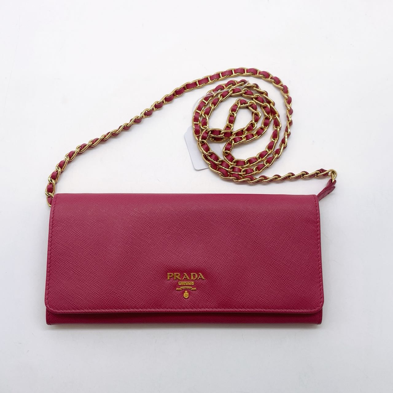 Prada Saffiano Leather Wallet On Chain Pink PR117