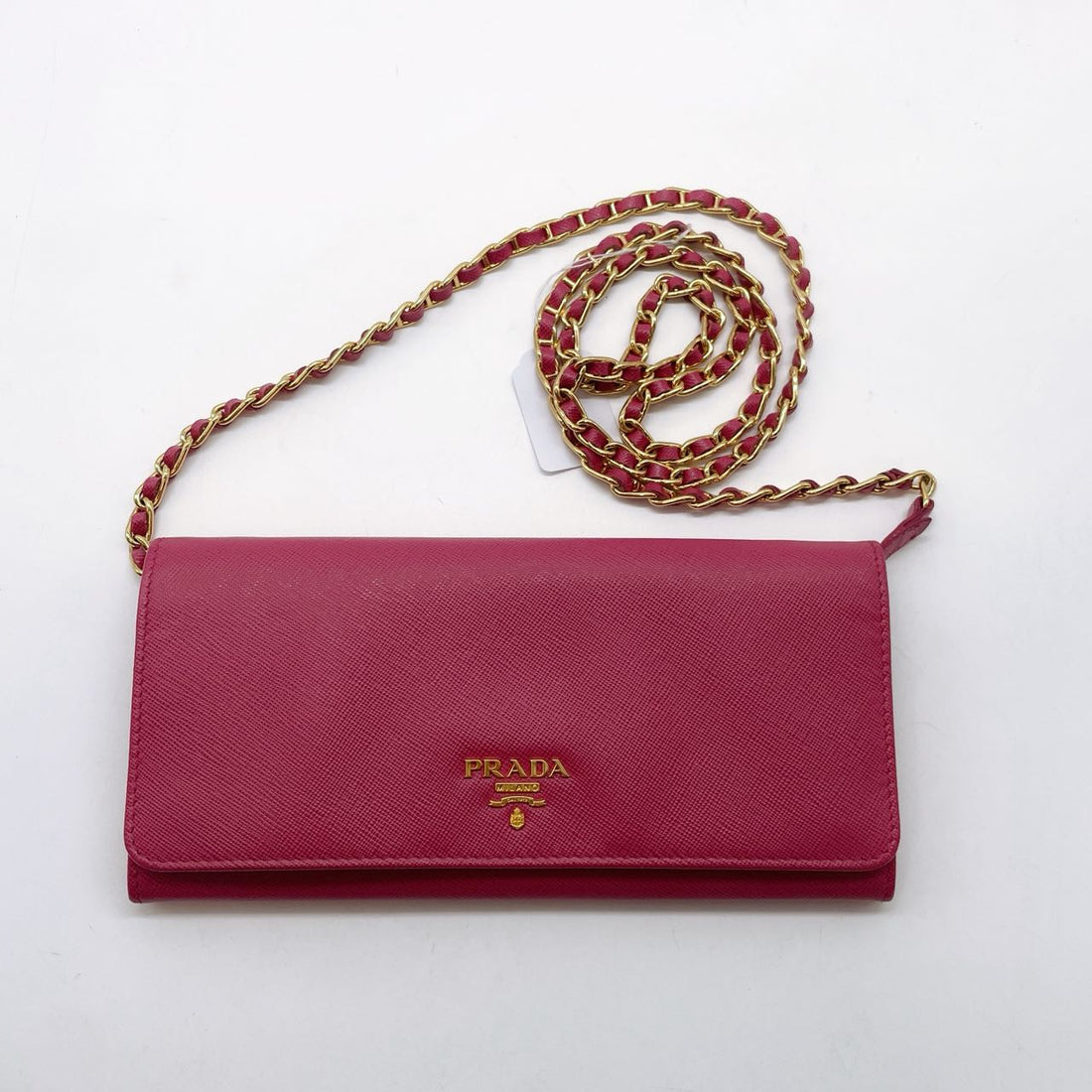 Prada Saffiano Leather Wallet On Chain Pink PR117
