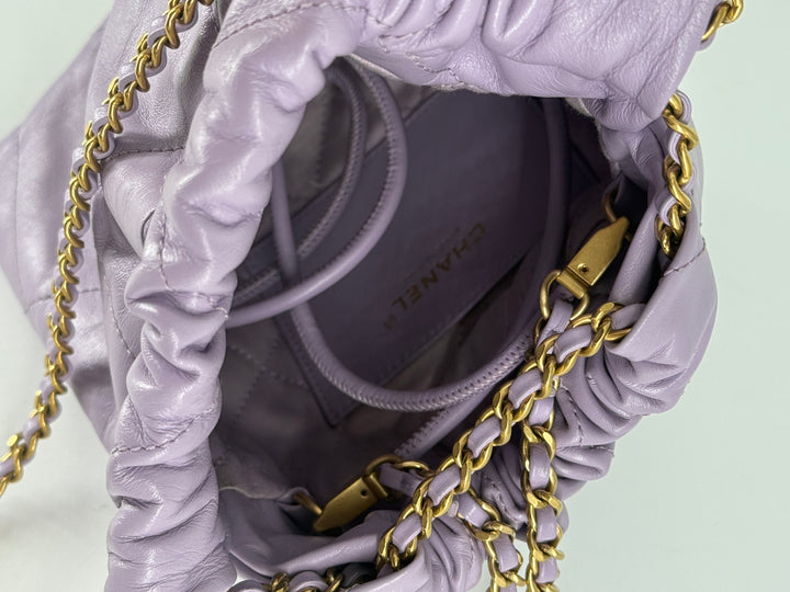 Chanel 22 Bag Mini  Calfskin Purple Microchipped