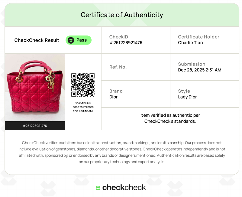 Christian Dior Lady Dior Lambskin Cannage in Cherry Red with Gold Buckle DR354