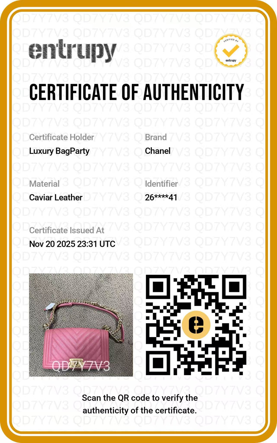 Chanel Chevron Boy Bag Medium Pink (26***41) CC785