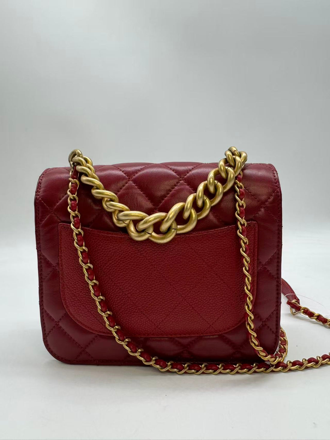 Chanel calfskin leather small flap bag (28***61) CC882