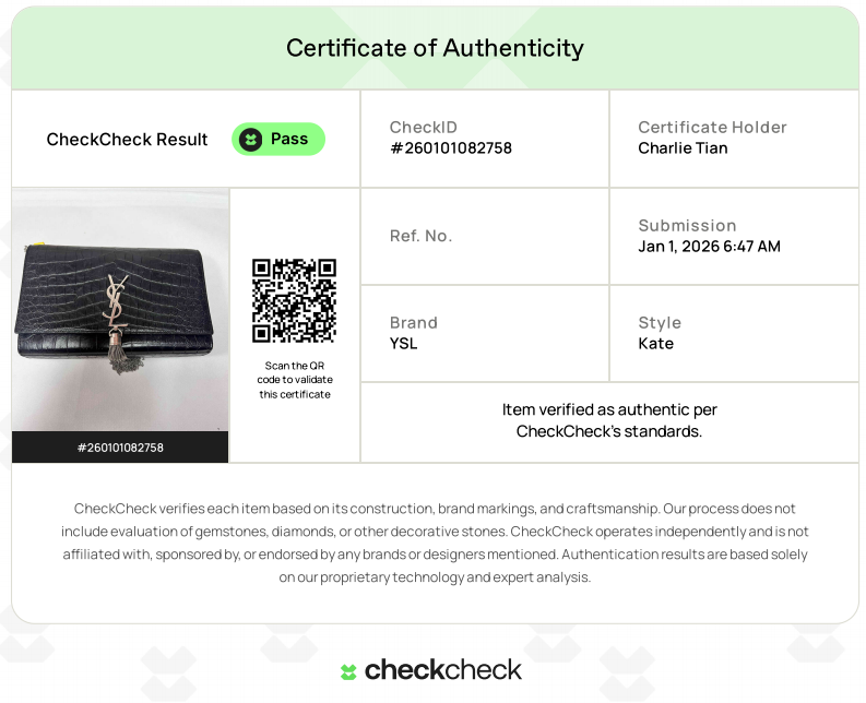 Saint Laurent Calfskin Crocodile Embossed Leather Medium Kate  Tassel Chain Shoulder Bag G009