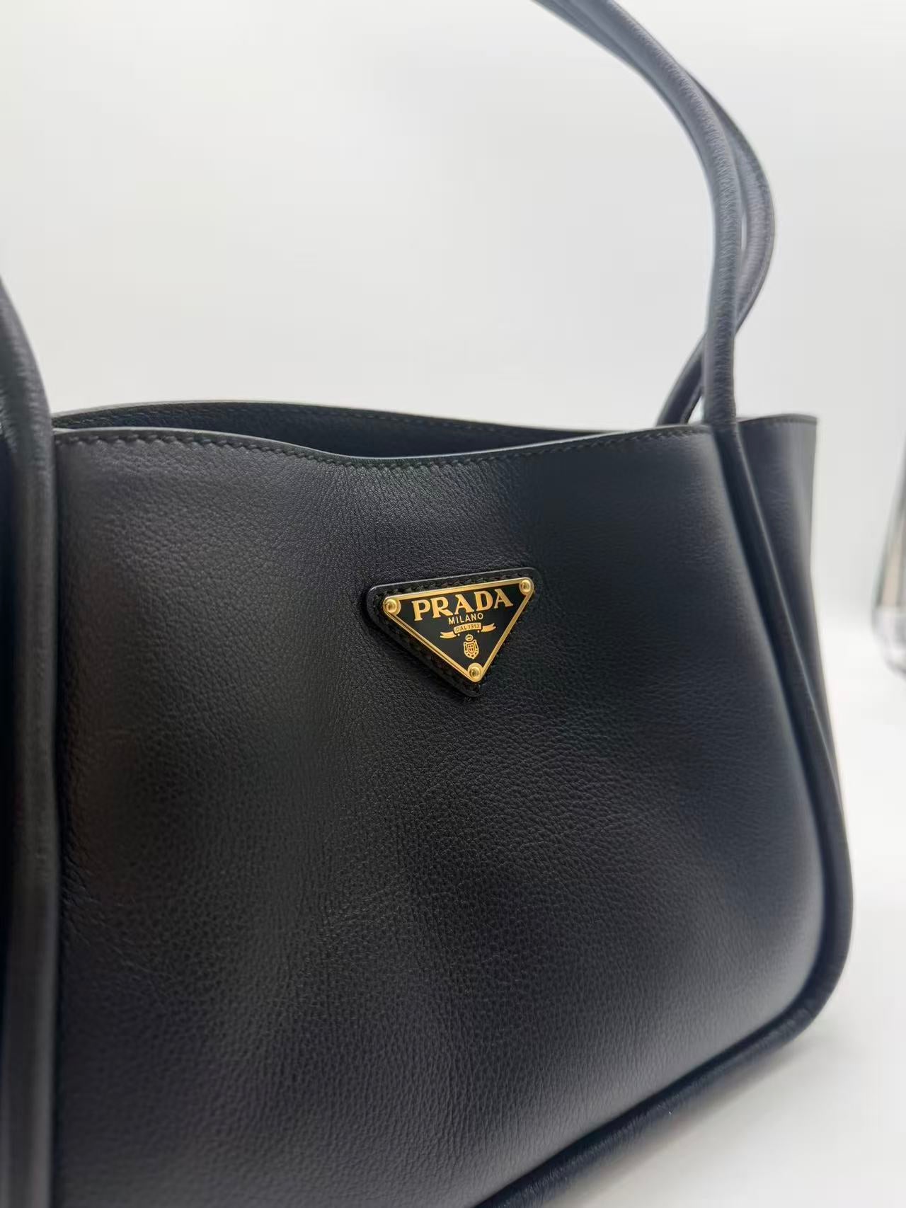 Prada Leather Canapa Canvas Top Handle Bag PR160