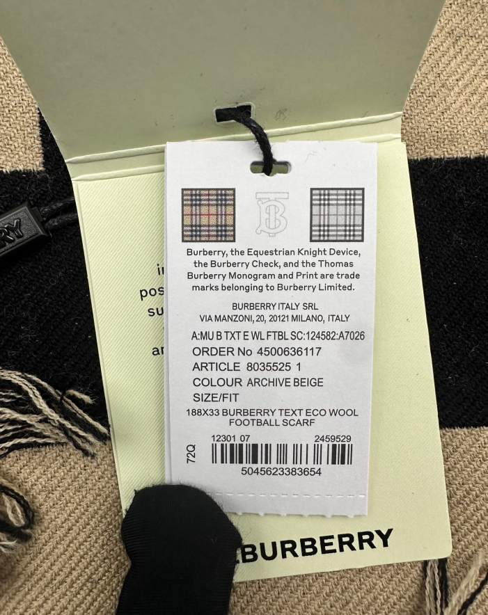 Burberry Fringe-Trimmed Warm and Cozy Woolen Scarf in Black/Khaki  BBS01