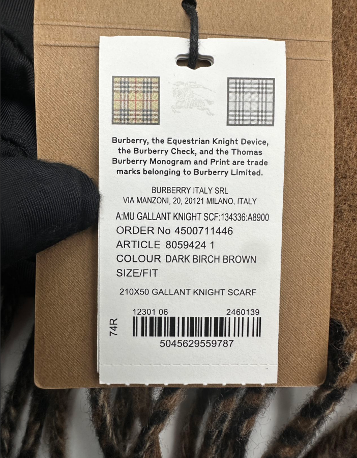 Burberry Classic Check Scarf, Wide Plaid, Brown BBS02